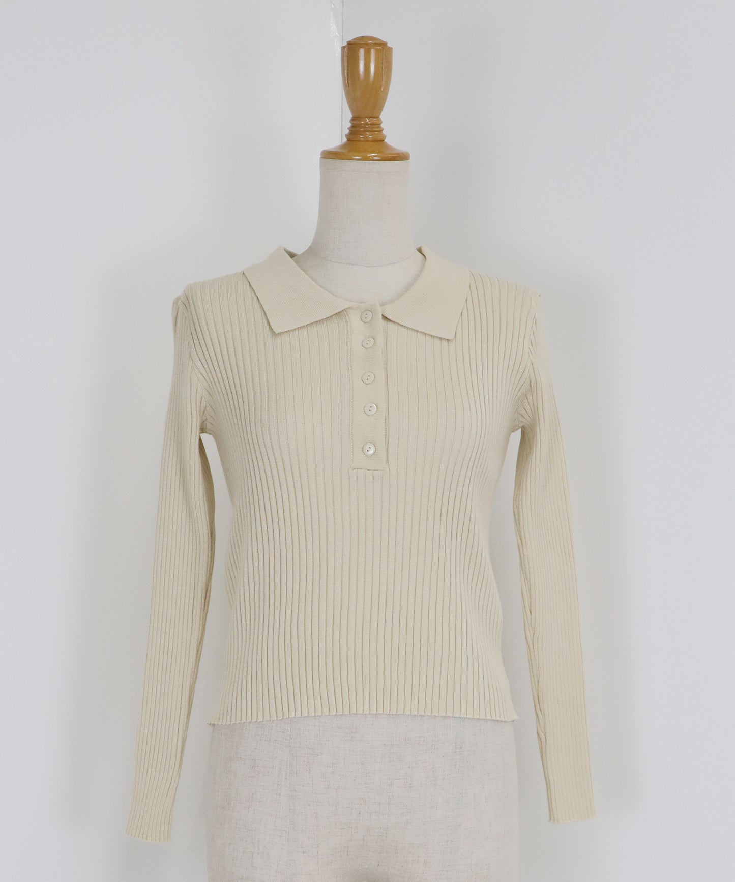 ポロ衿リブニット