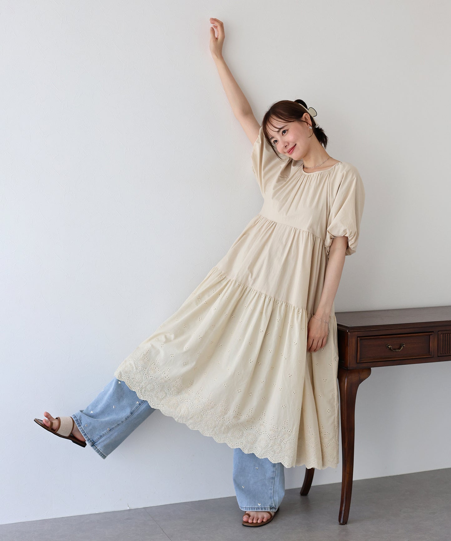 【TIME SALE】バルーン袖コットンレースワンピース