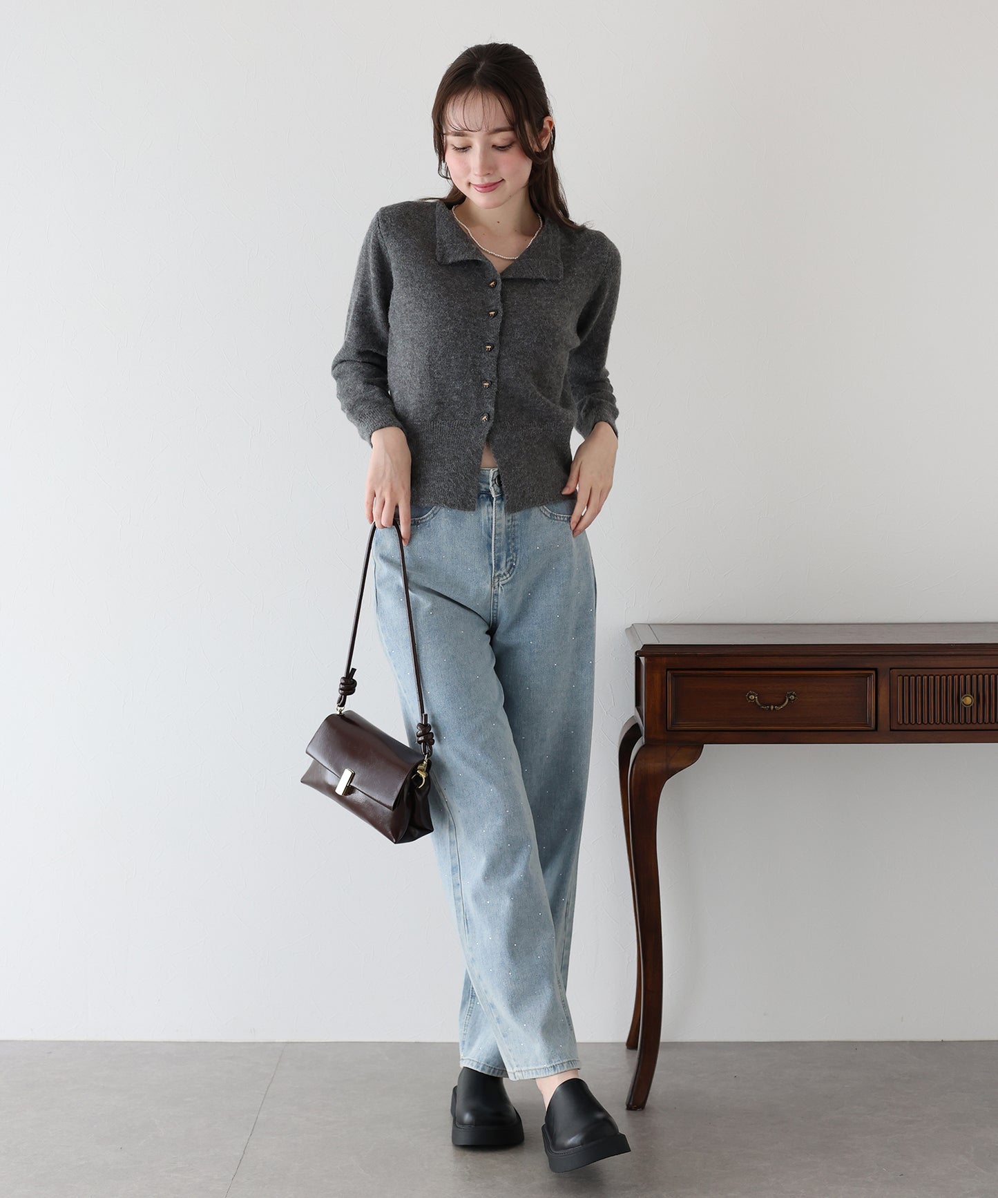 【早割5%OFF】リボンハートボタンニット