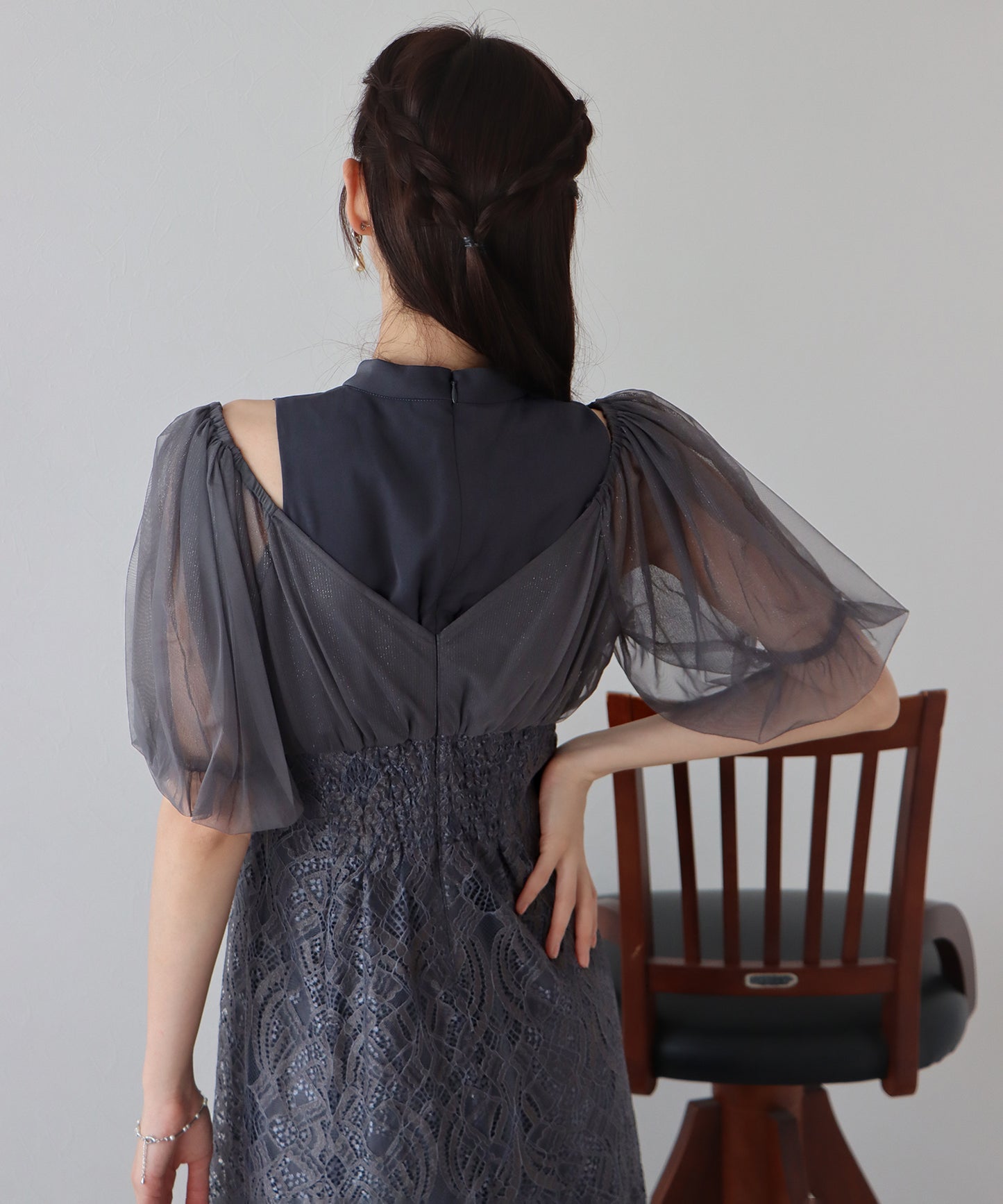 【TIME SALE】ラメチュールオフショルパーティードレス