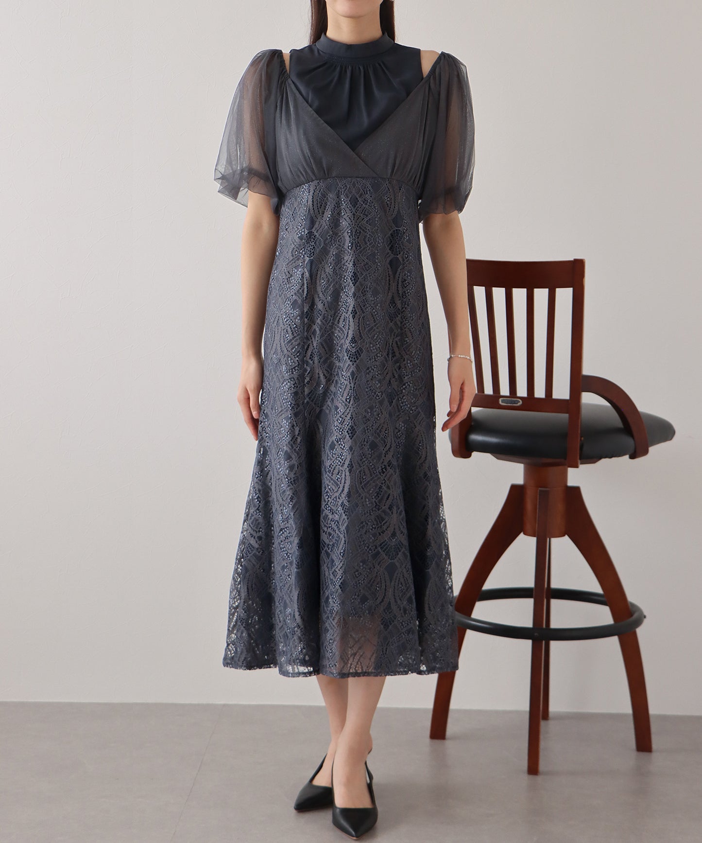 【TIME SALE】ラメチュールオフショルパーティードレス