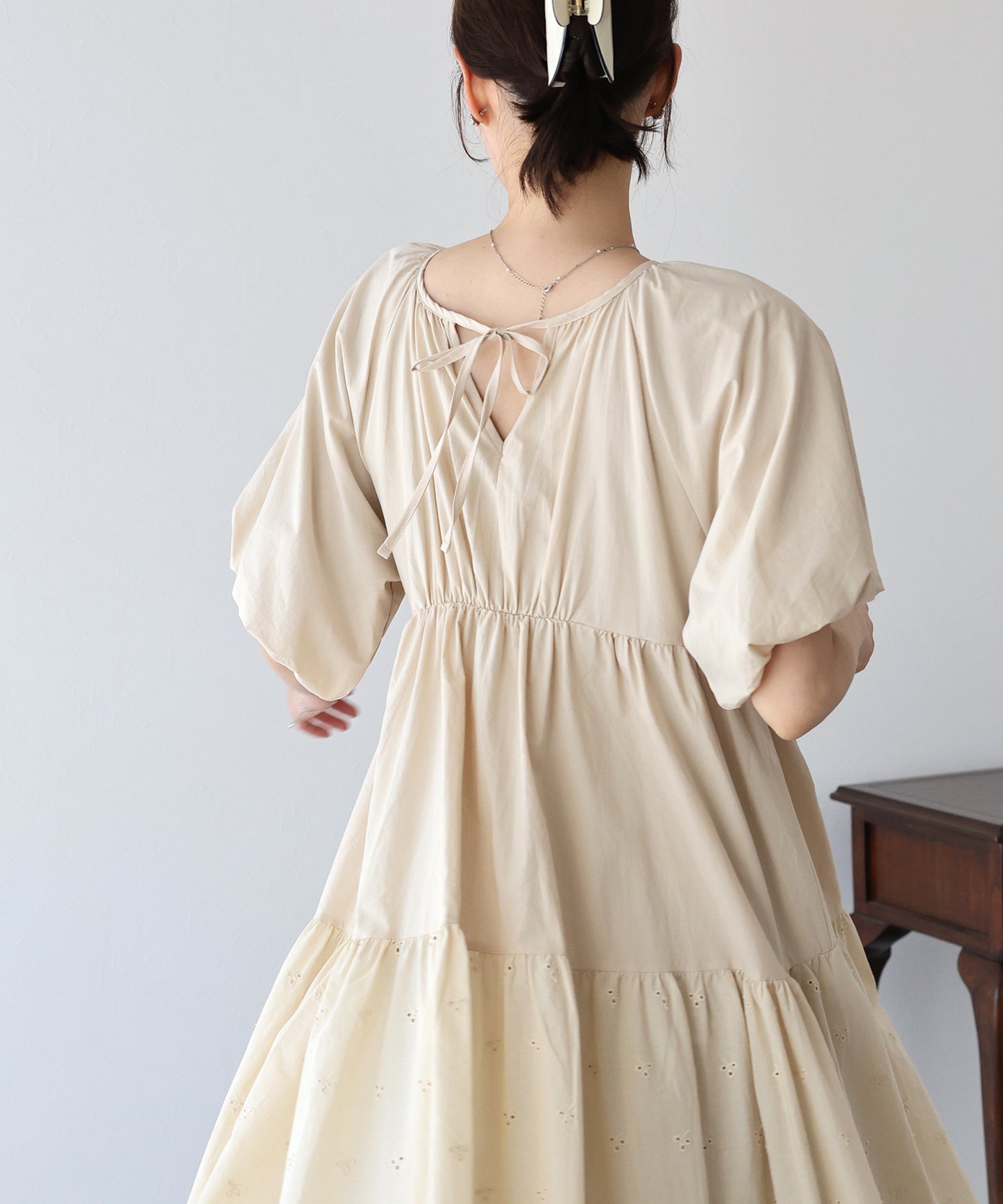 【TIME SALE】バルーン袖コットンレースワンピース