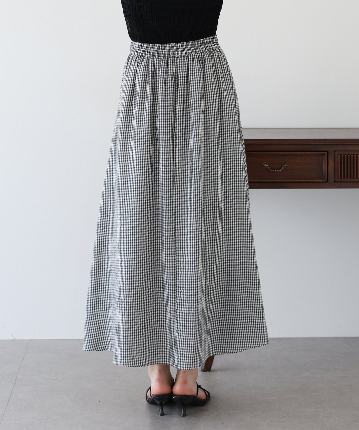 【SALE】フロントフリルチェックスカート
