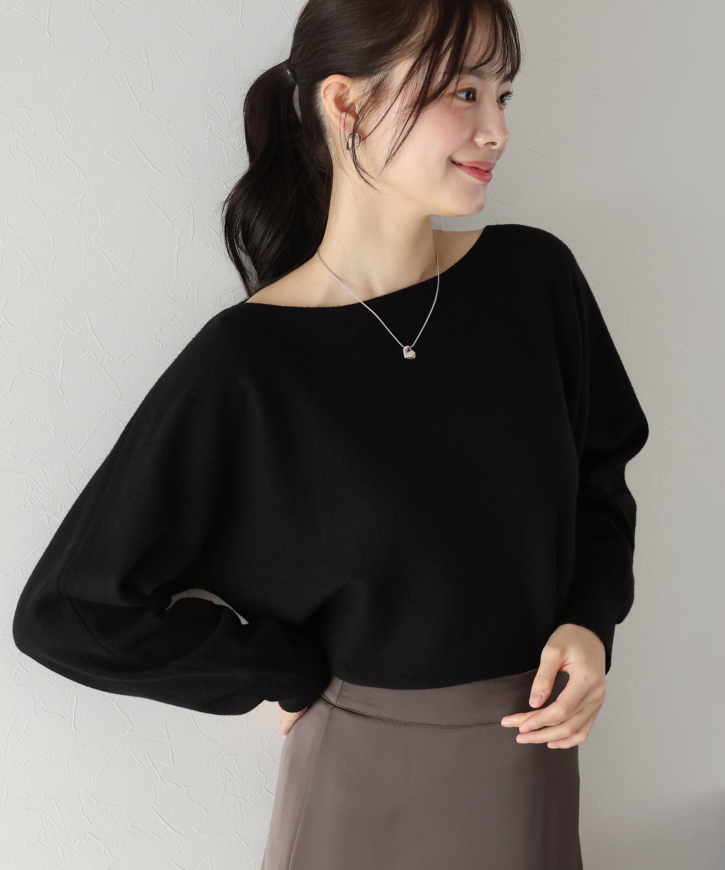 【SALE】ボートネックドルマンニット