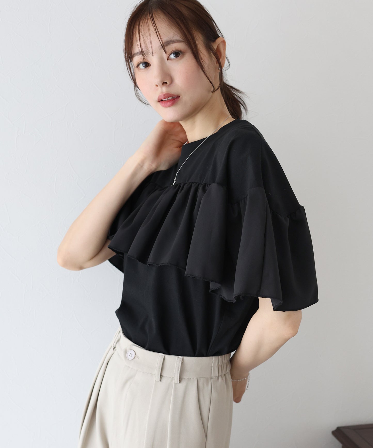 フリルデザインカットソー【ネコポス】