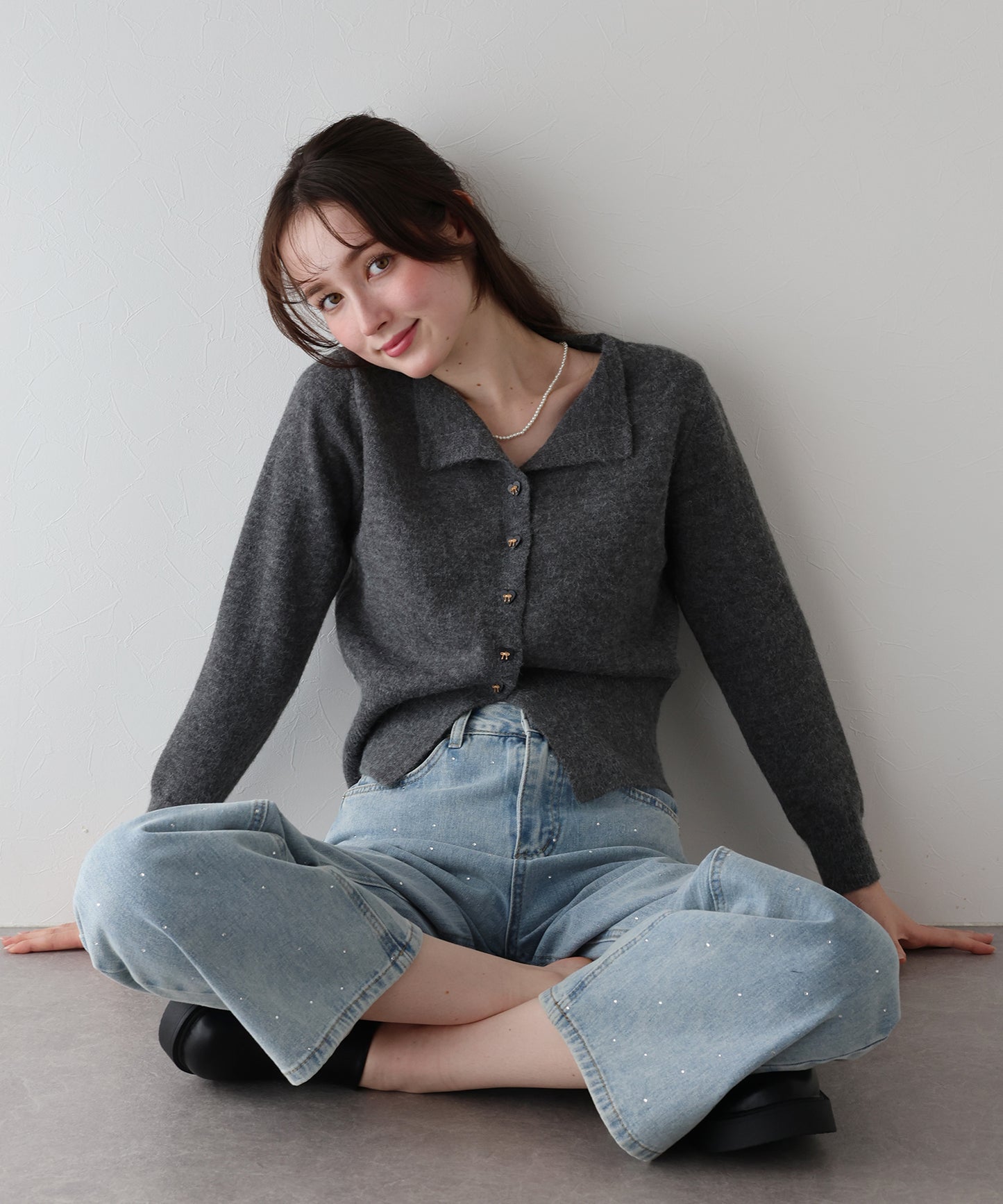 【早割5%OFF】リボンハートボタンニット