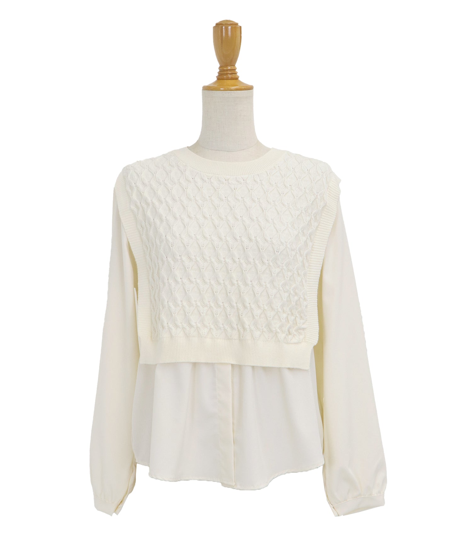 【SALE】ニットベストドッキングブラウス