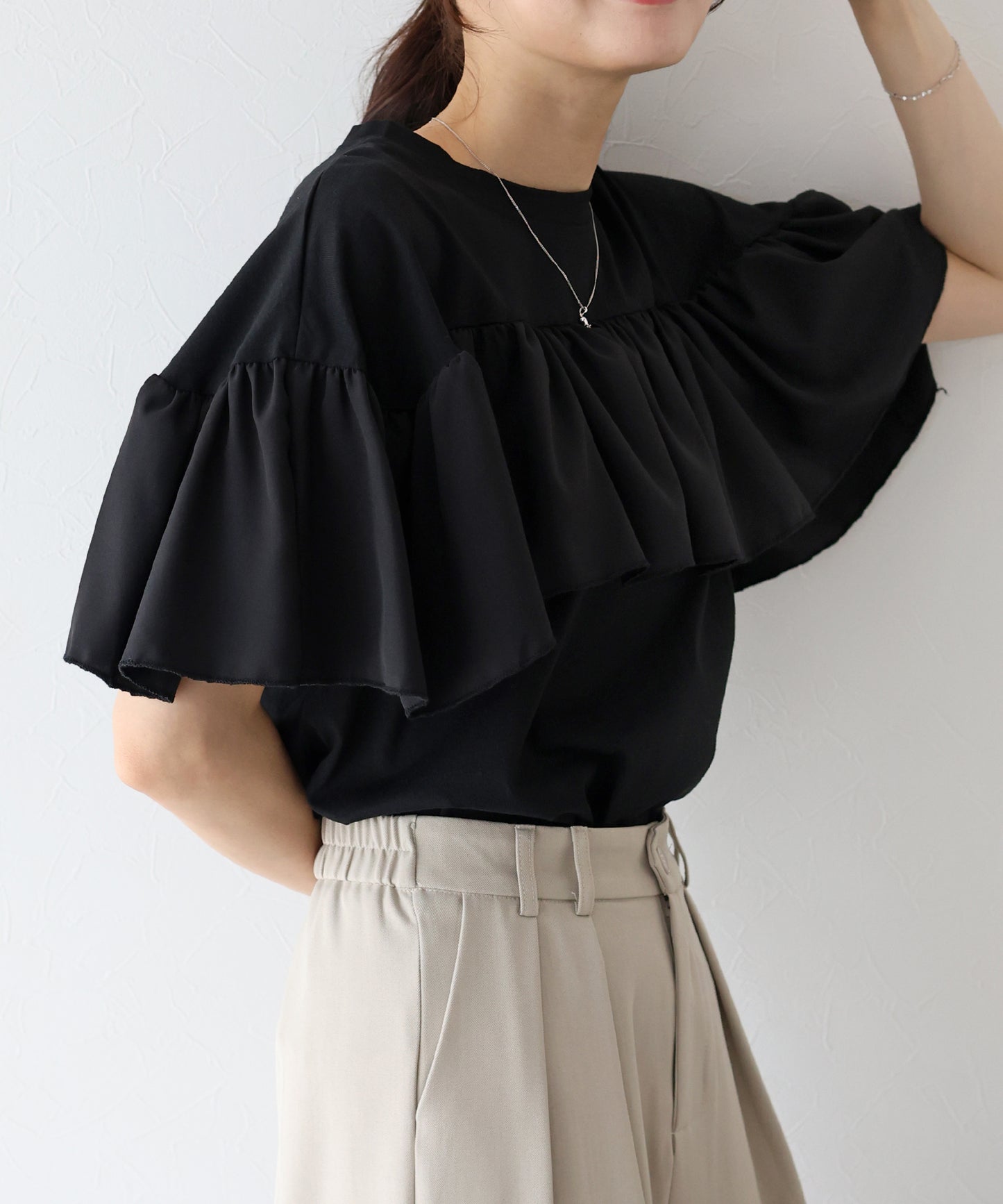 フリルデザインカットソー【ネコポス】