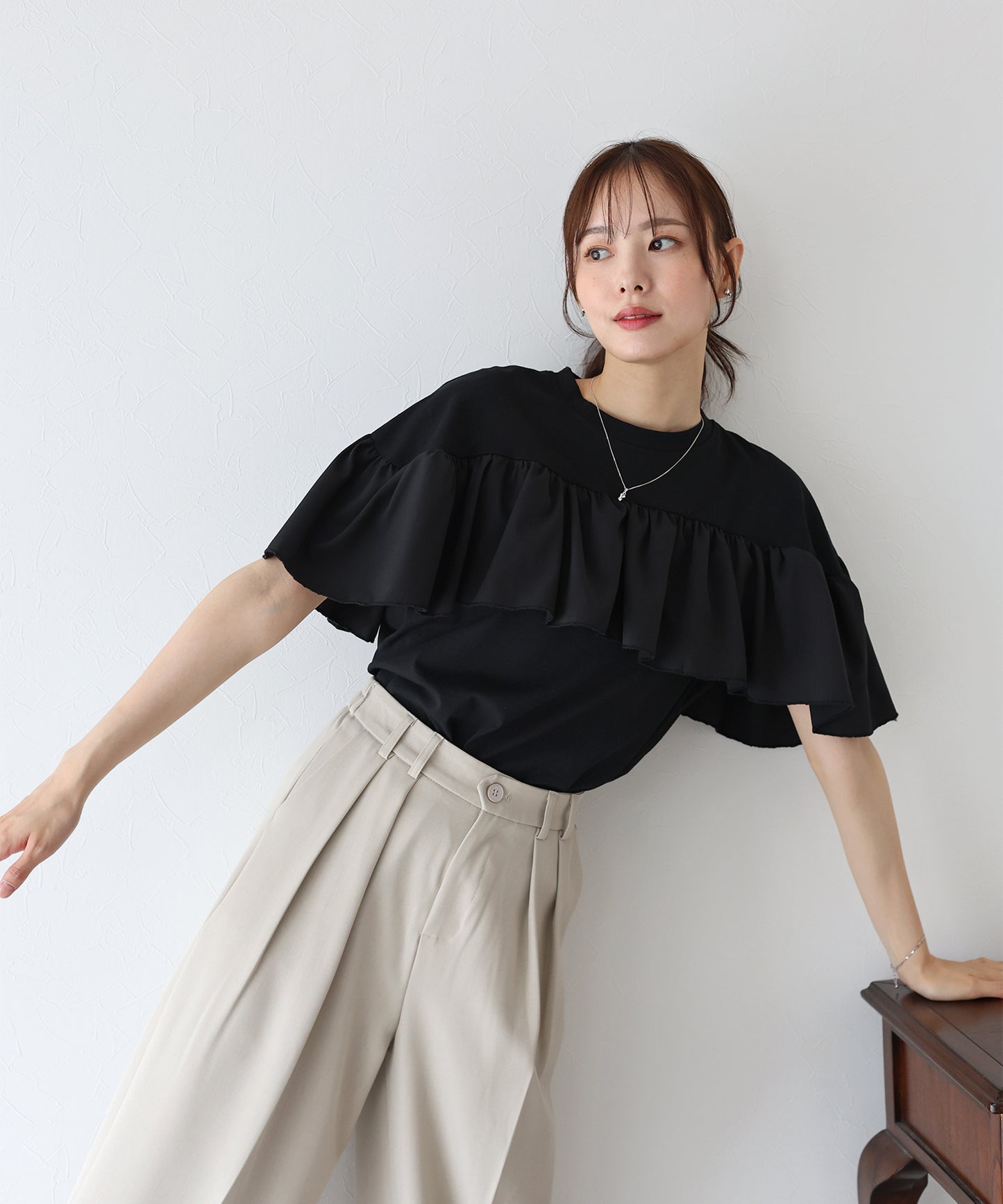 フリルデザインカットソー【ネコポス】