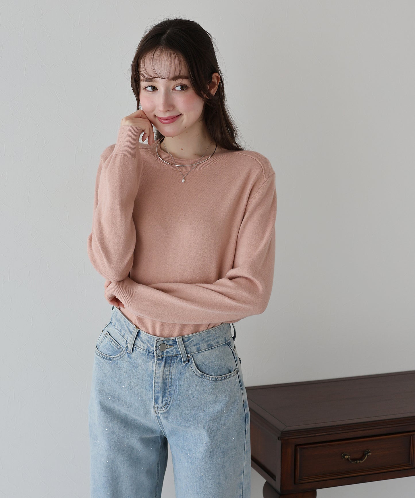 【早割5%OFF】ウール混クルーネックニット