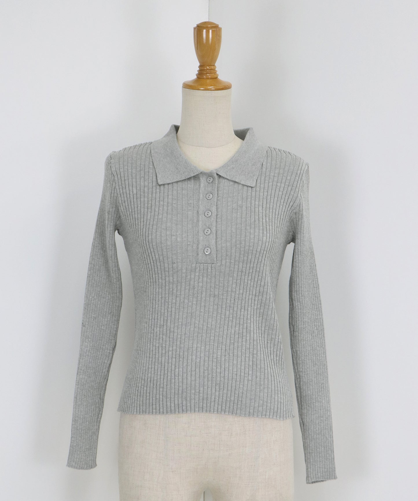 ポロ衿リブニット