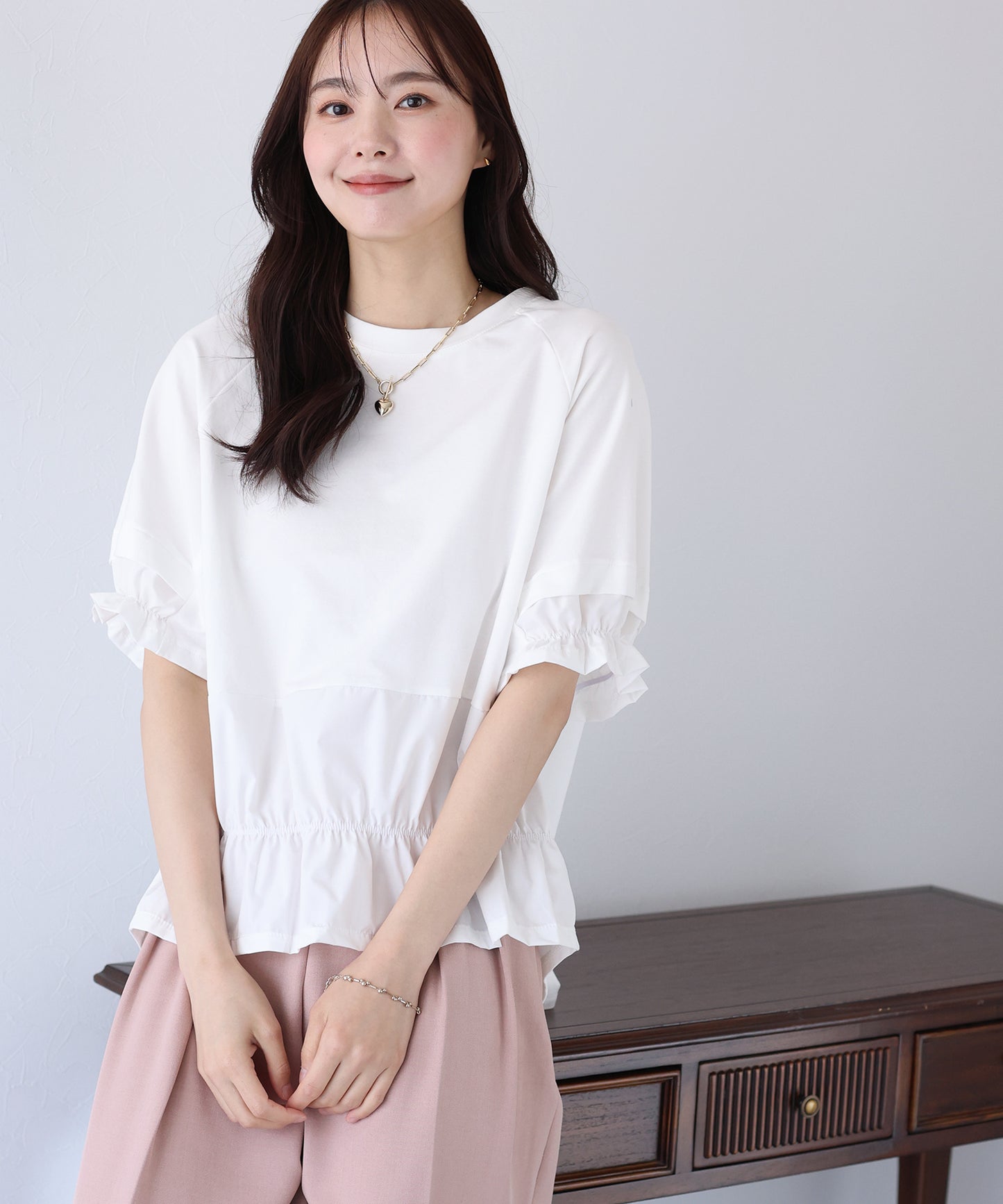 【SALE】異素材ドッキングTシャツ【ネコポス】