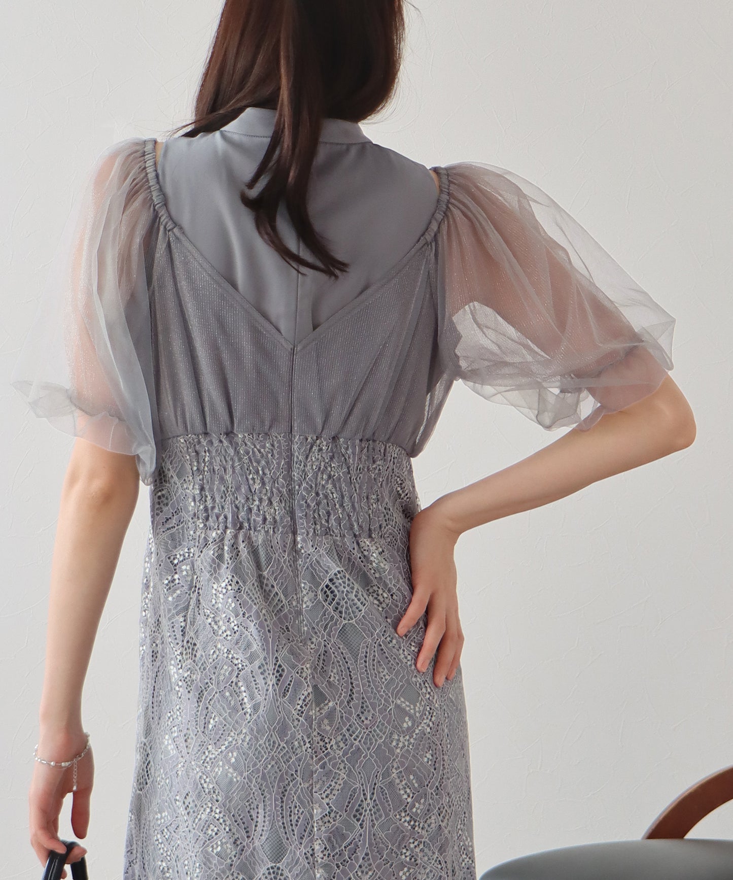 【TIME SALE】ラメチュールオフショルパーティードレス