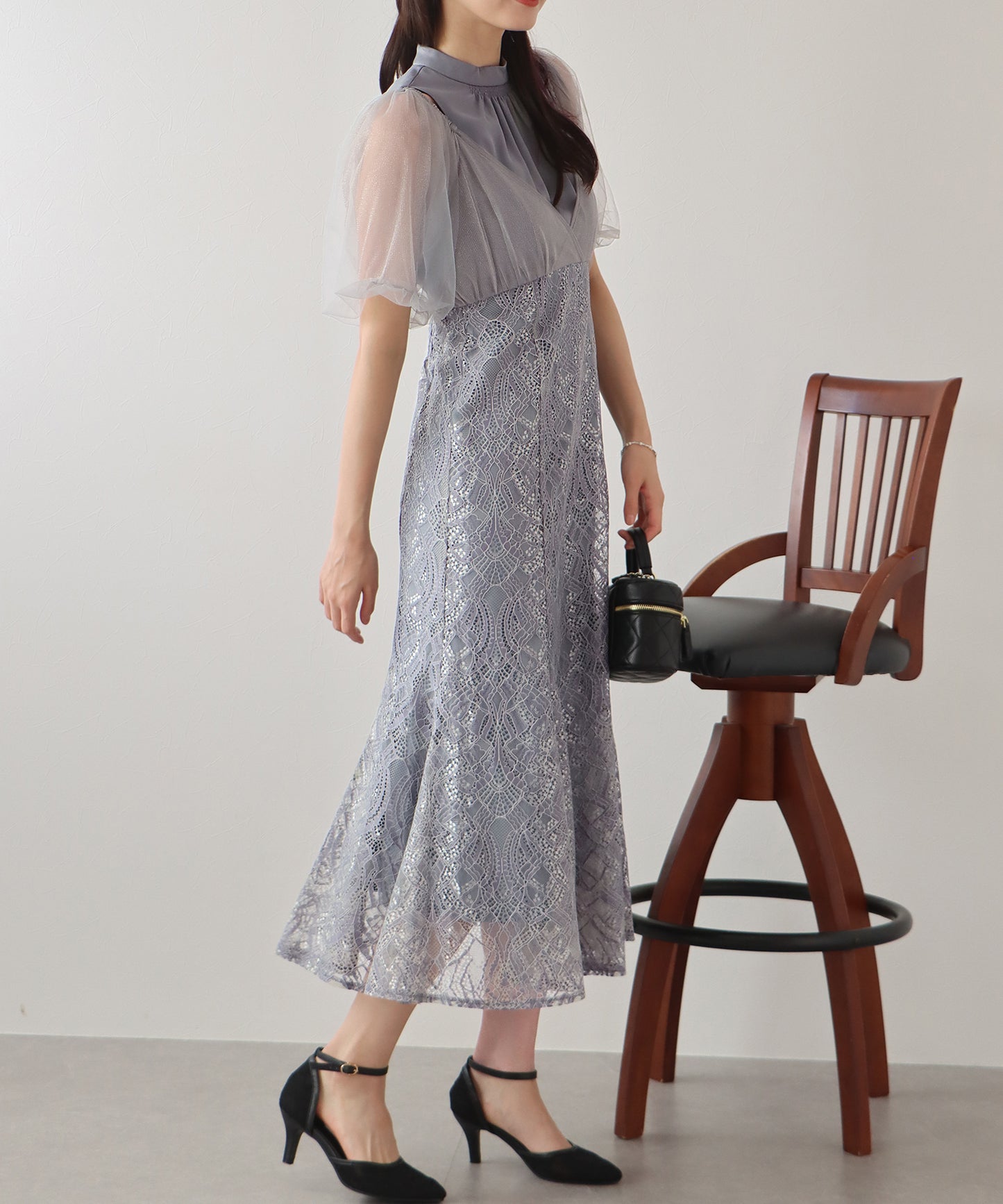 【TIME SALE】ラメチュールオフショルパーティードレス