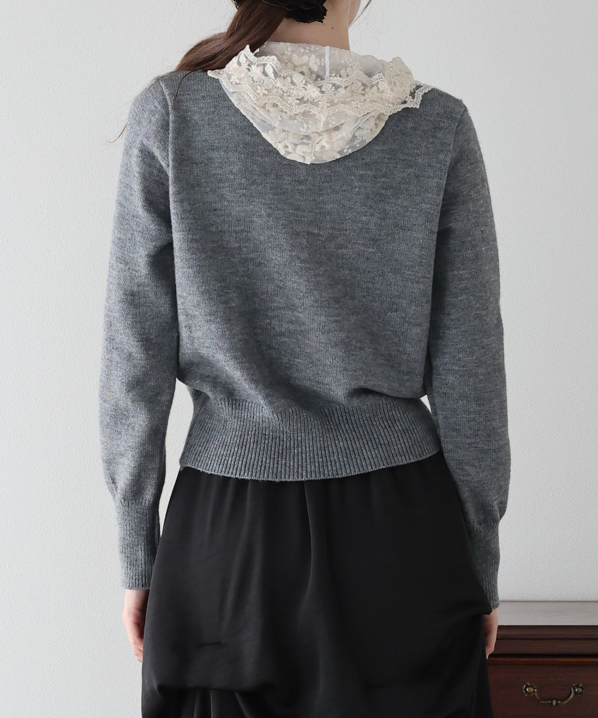 レースフードドッキングカーディガン