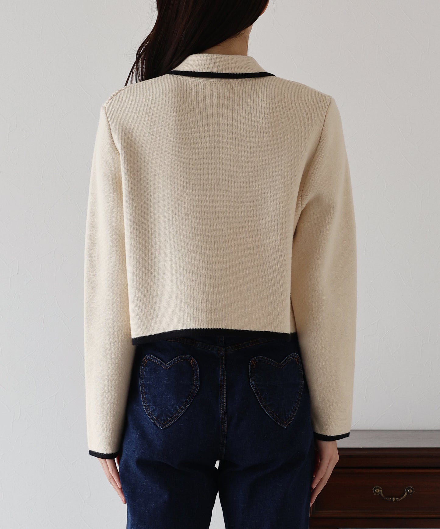 襟付きニットジャケット