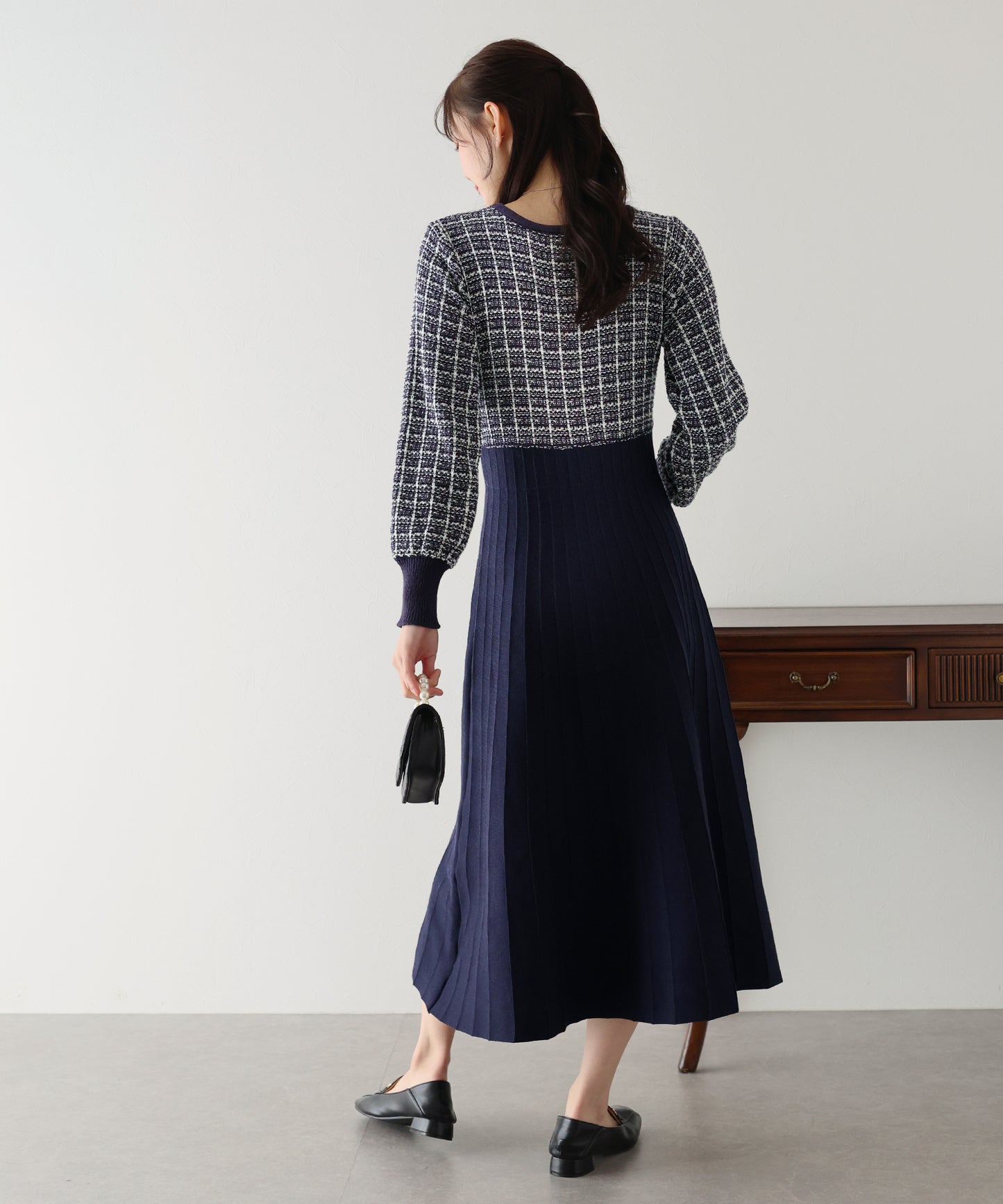 【SALE】ツイードニットワンピース