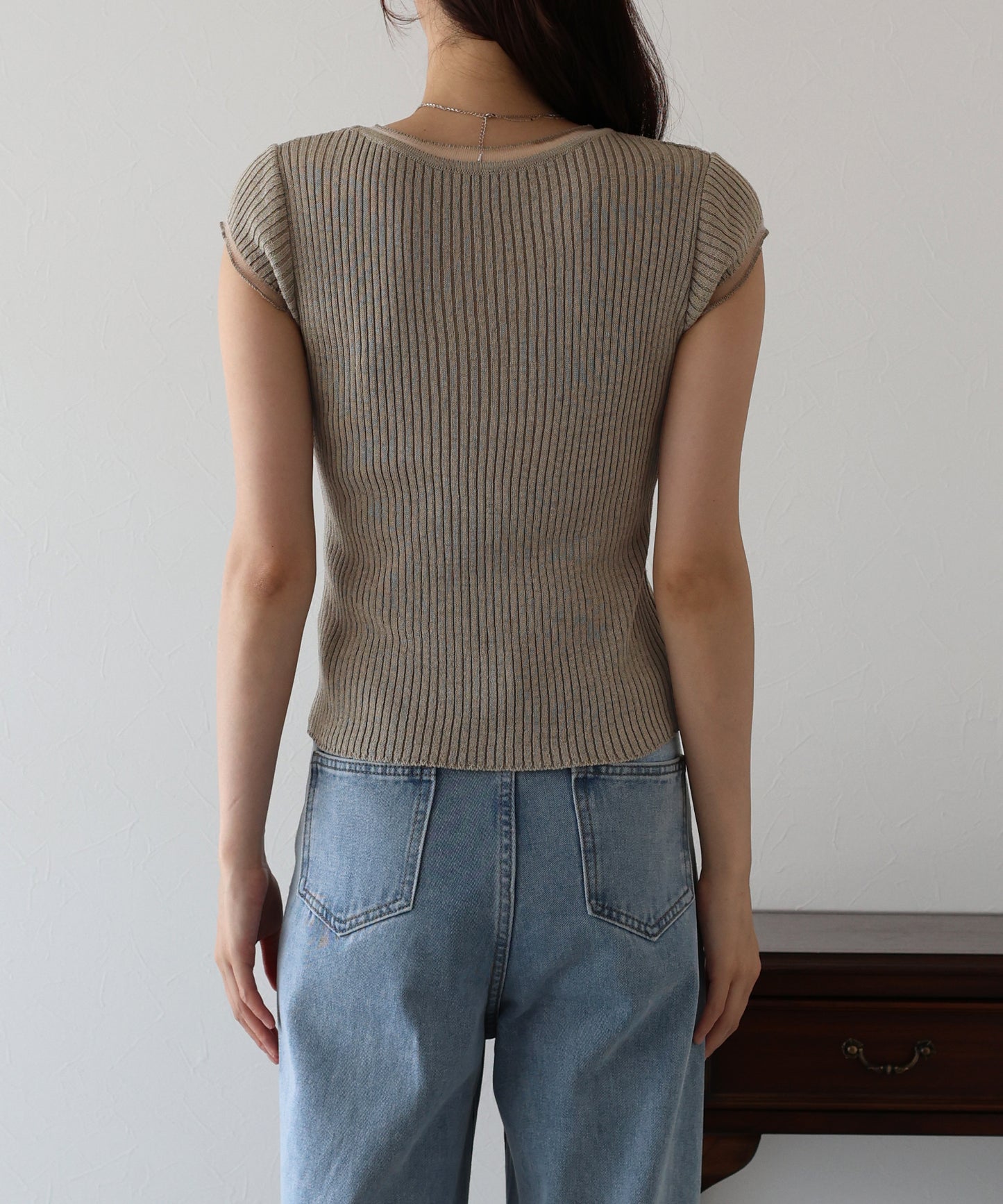 【TIME SALE】シアー切替リブニット【ネコポス】