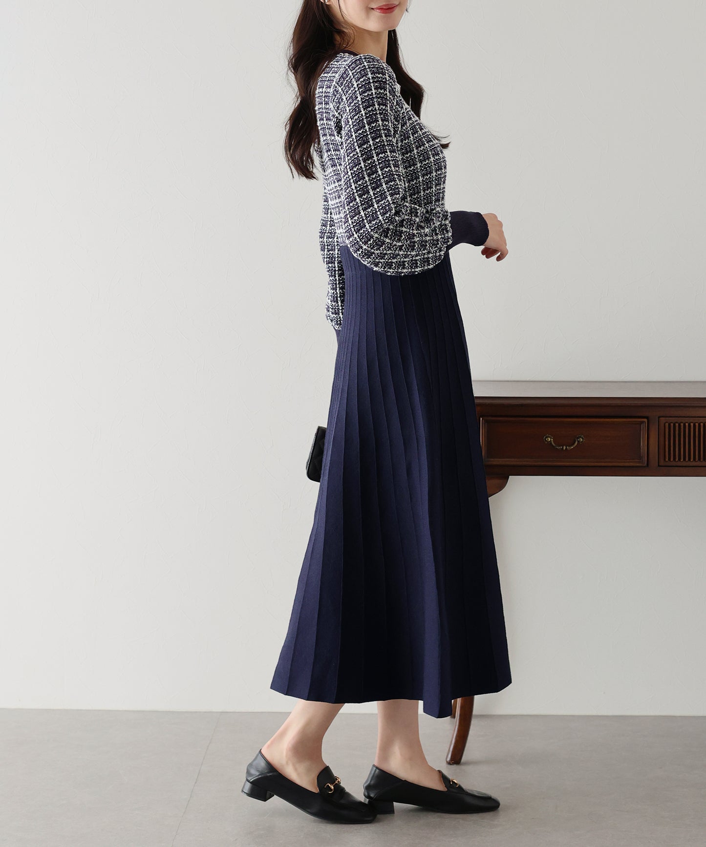 【SALE】ツイードニットワンピース