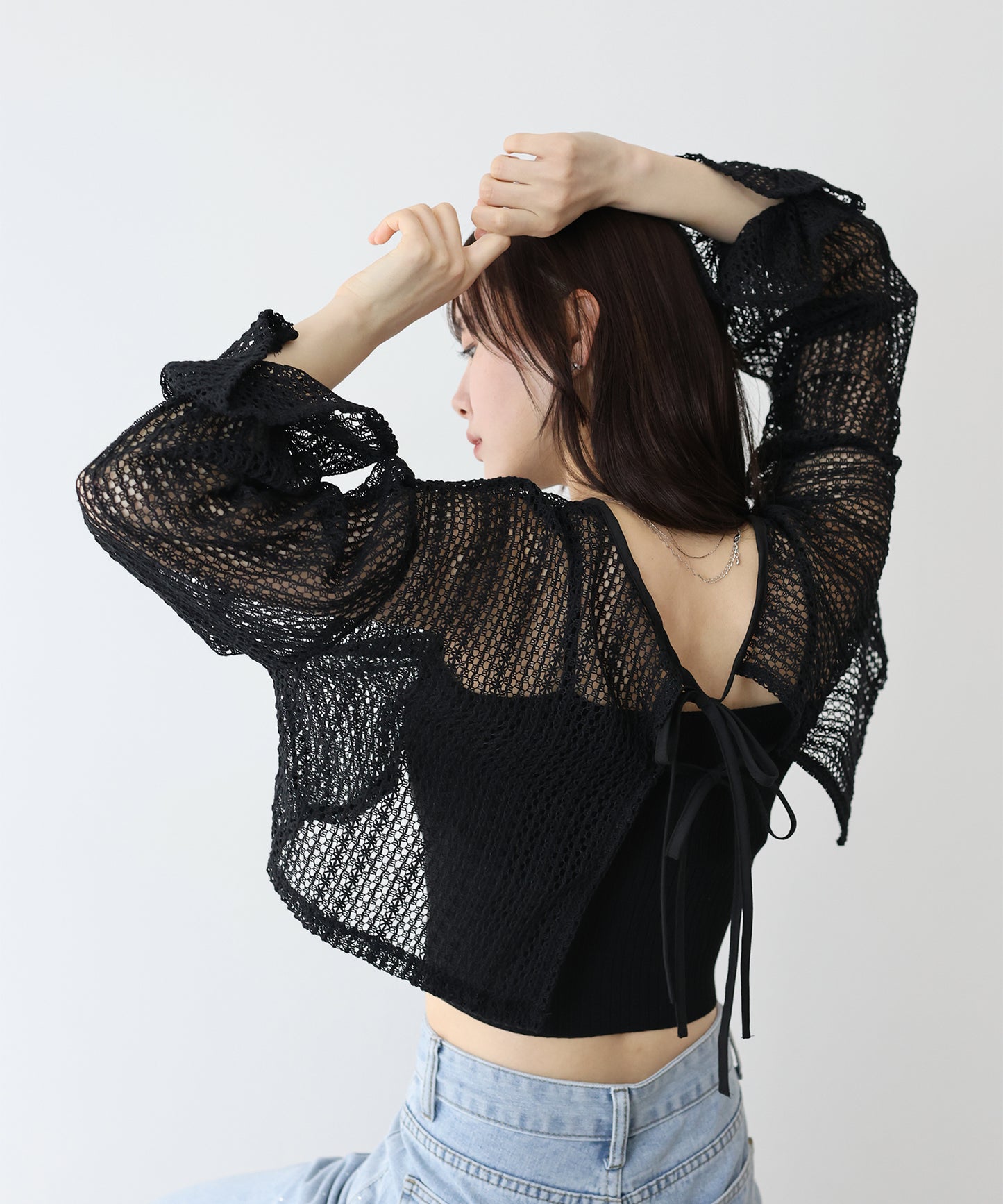 【SALE】2WAYリボンレースカーディガン