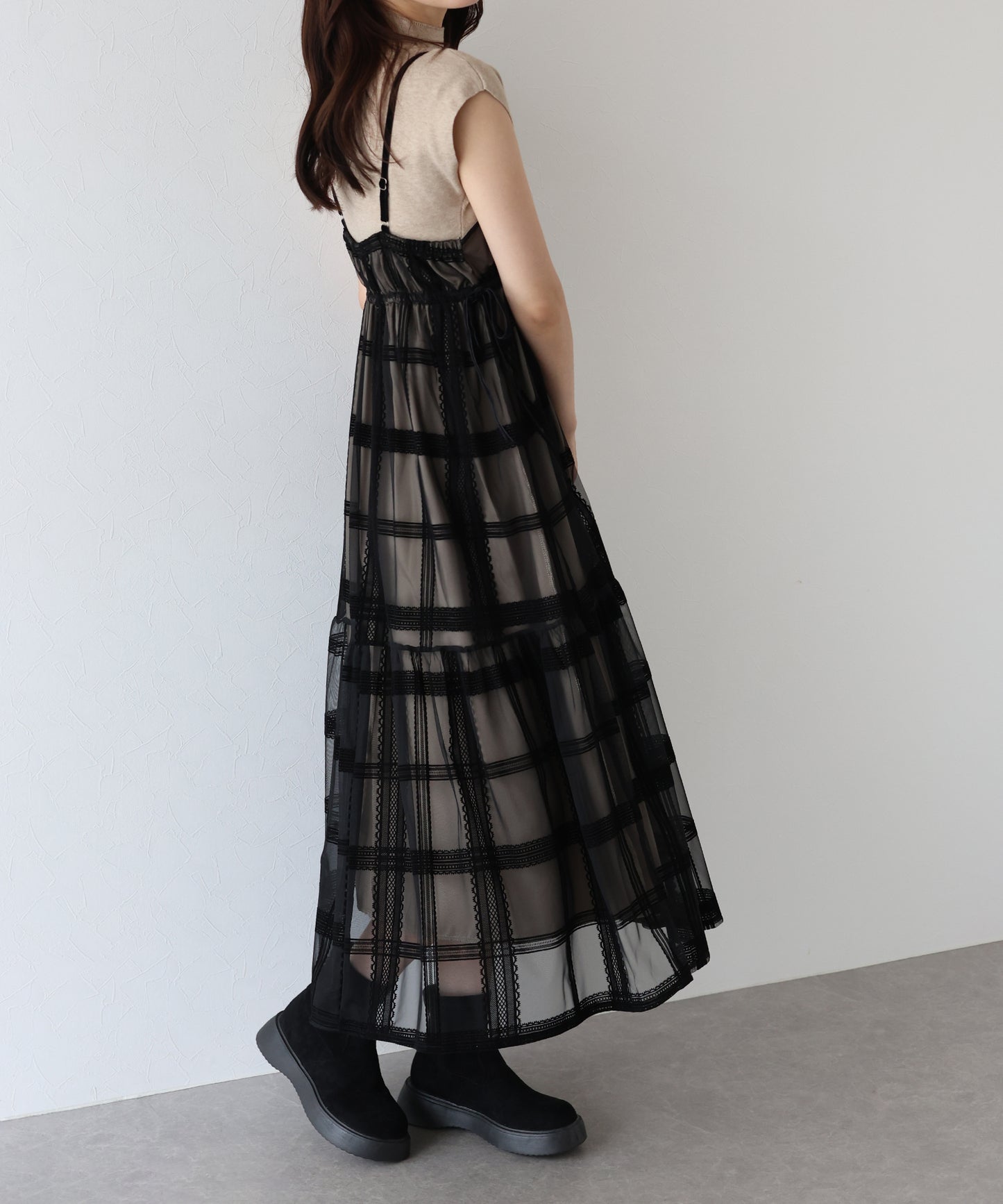【早割5%OFF】フロッキーチェックキャミワンピース