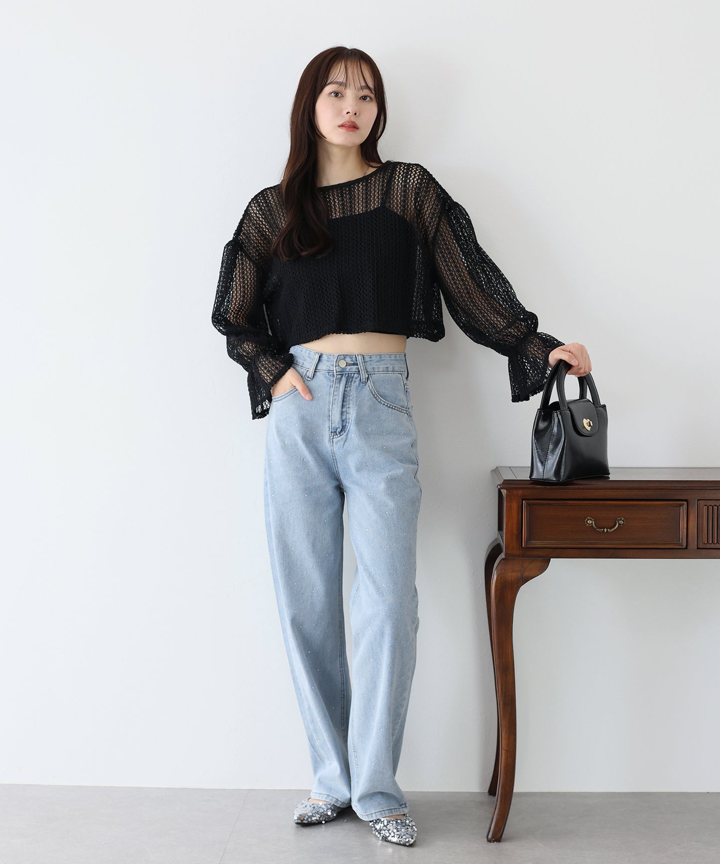 【SALE】2WAYリボンレースカーディガン