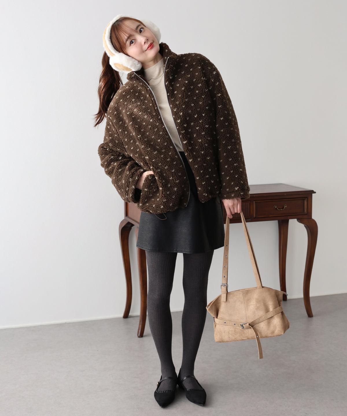 【早割5%OFF】ハートドットボアブルゾン