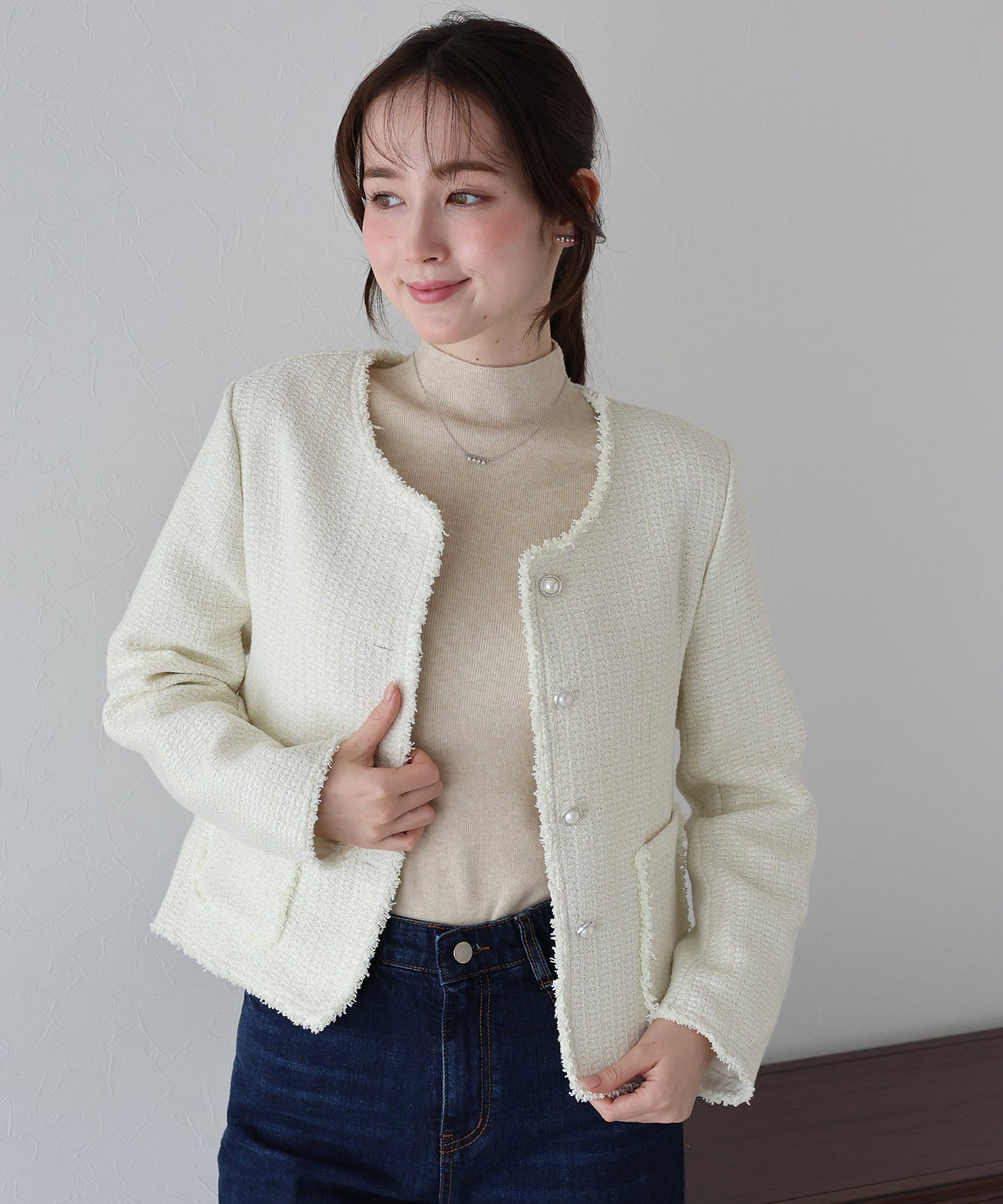 【早割5%OFF】パールボタンツイードジャケット