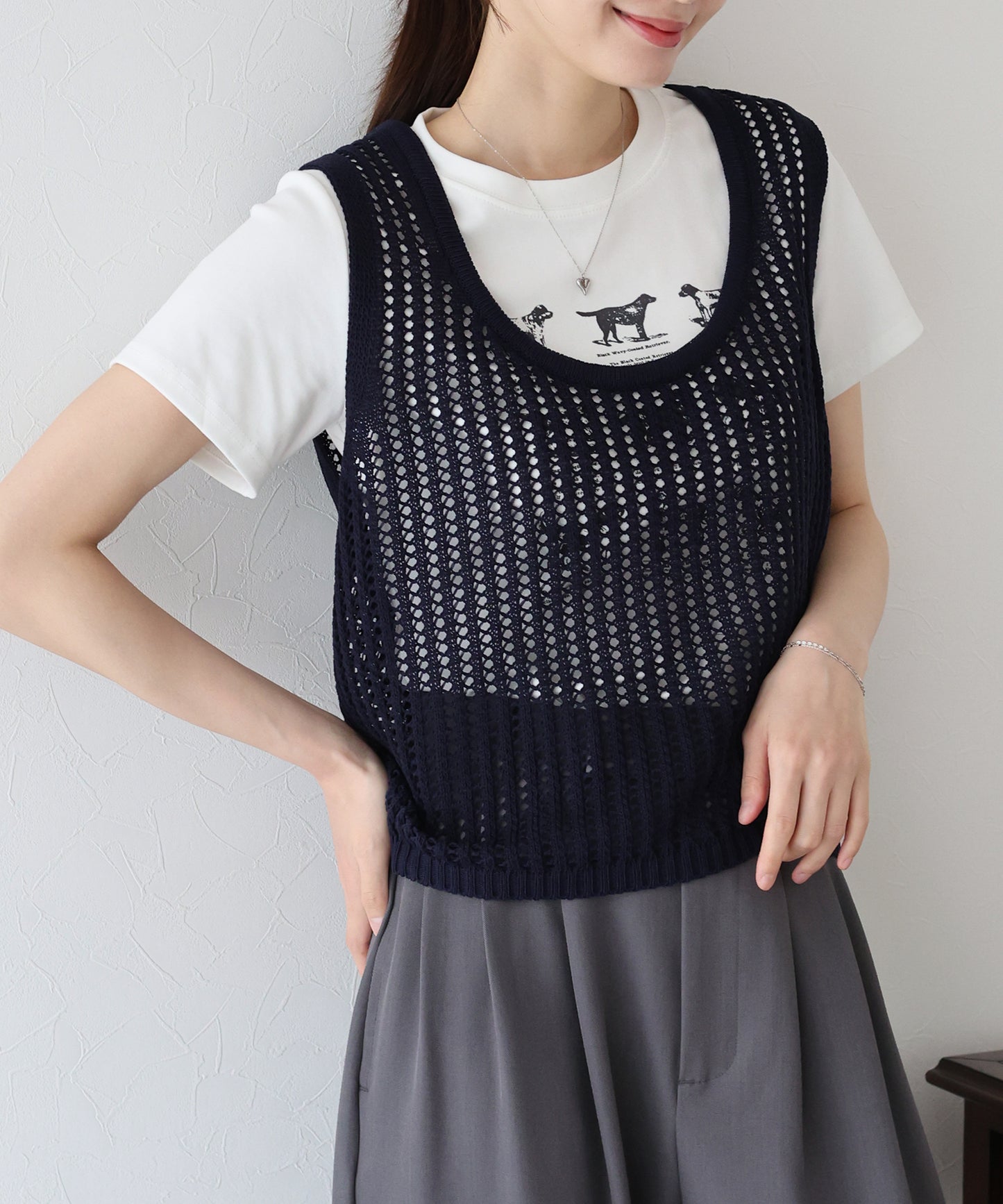 【TIME SALE】バックリボンメッシュベスト【ネコポス】