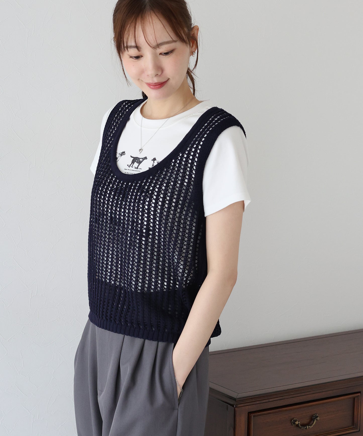【TIME SALE】バックリボンメッシュベスト【ネコポス】