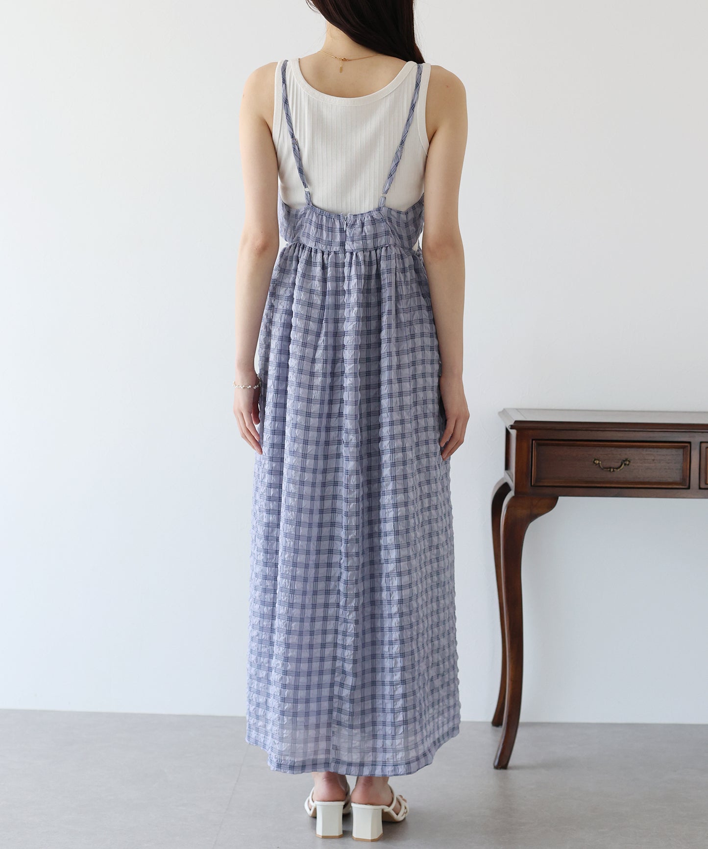 【SALE】シアーチェックキャミワンピース