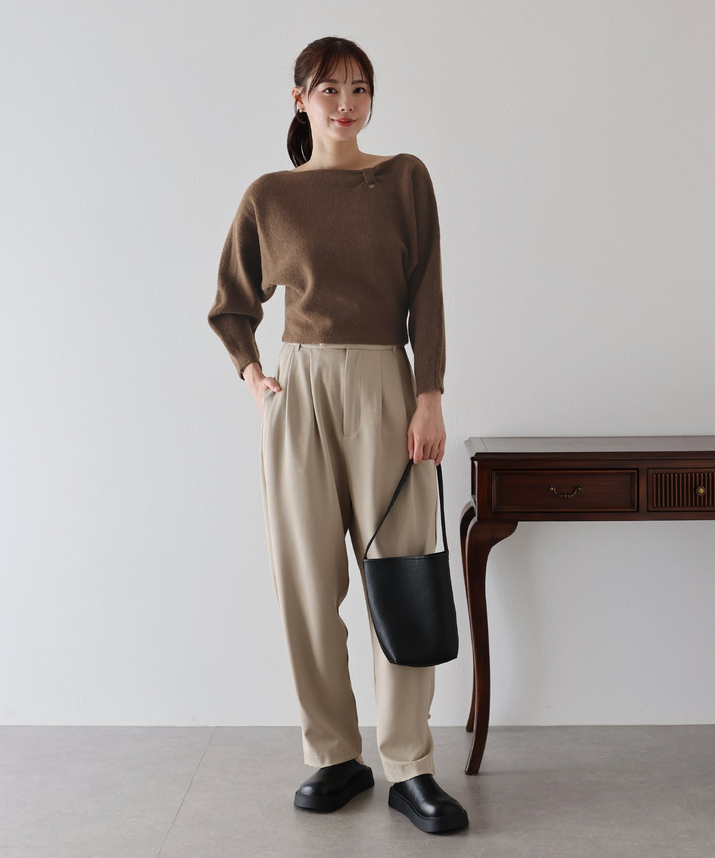 【早割5%OFF】リボンドルマンニット