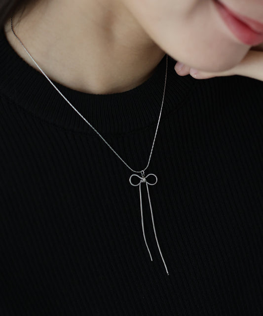 ロングリボンチェーンネックレス / サージカルステンレス【ネコポス】