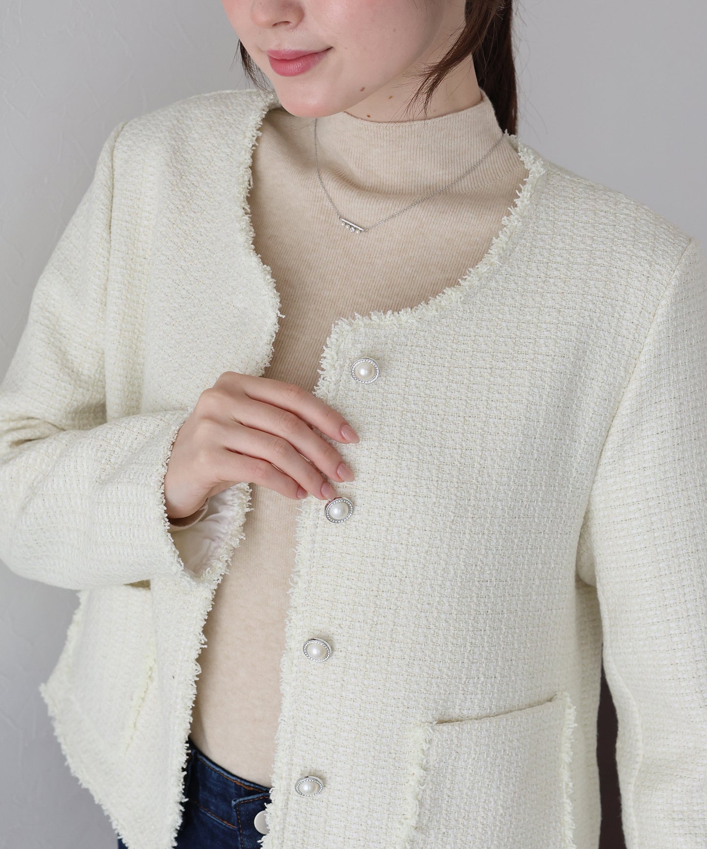 【早割5%OFF】パールボタンツイードジャケット