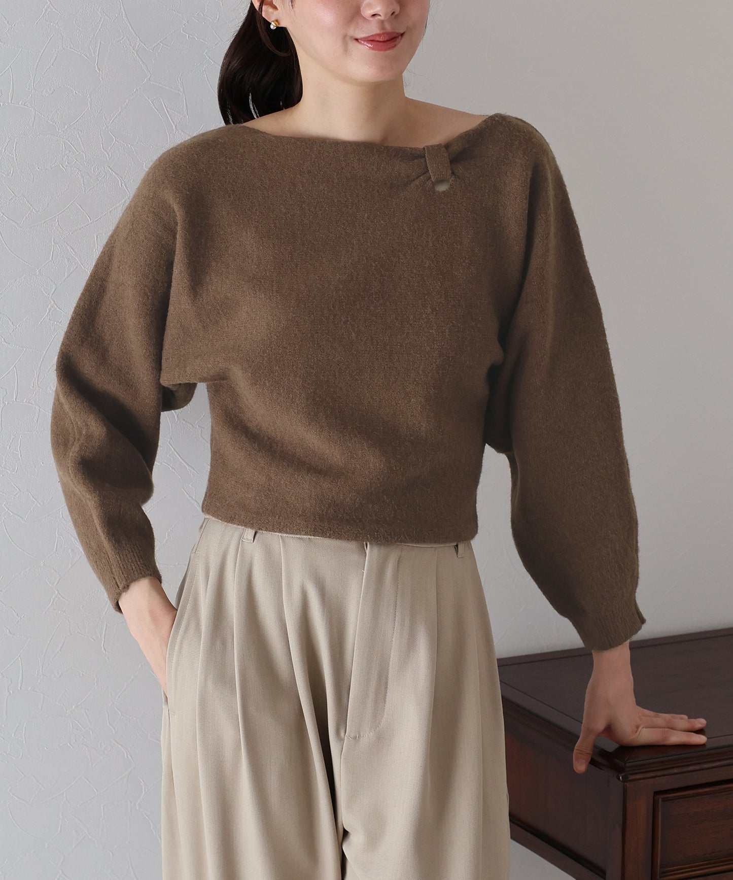 【早割5%OFF】リボンドルマンニット
