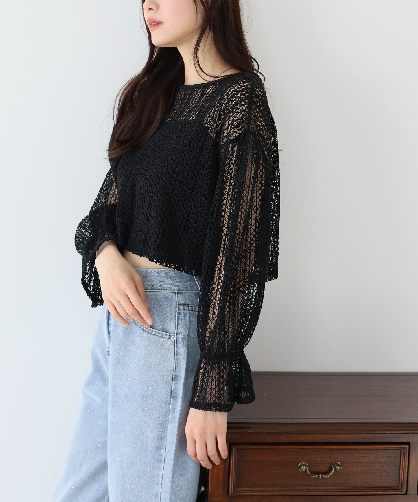 【SALE】2WAYリボンレースカーディガン