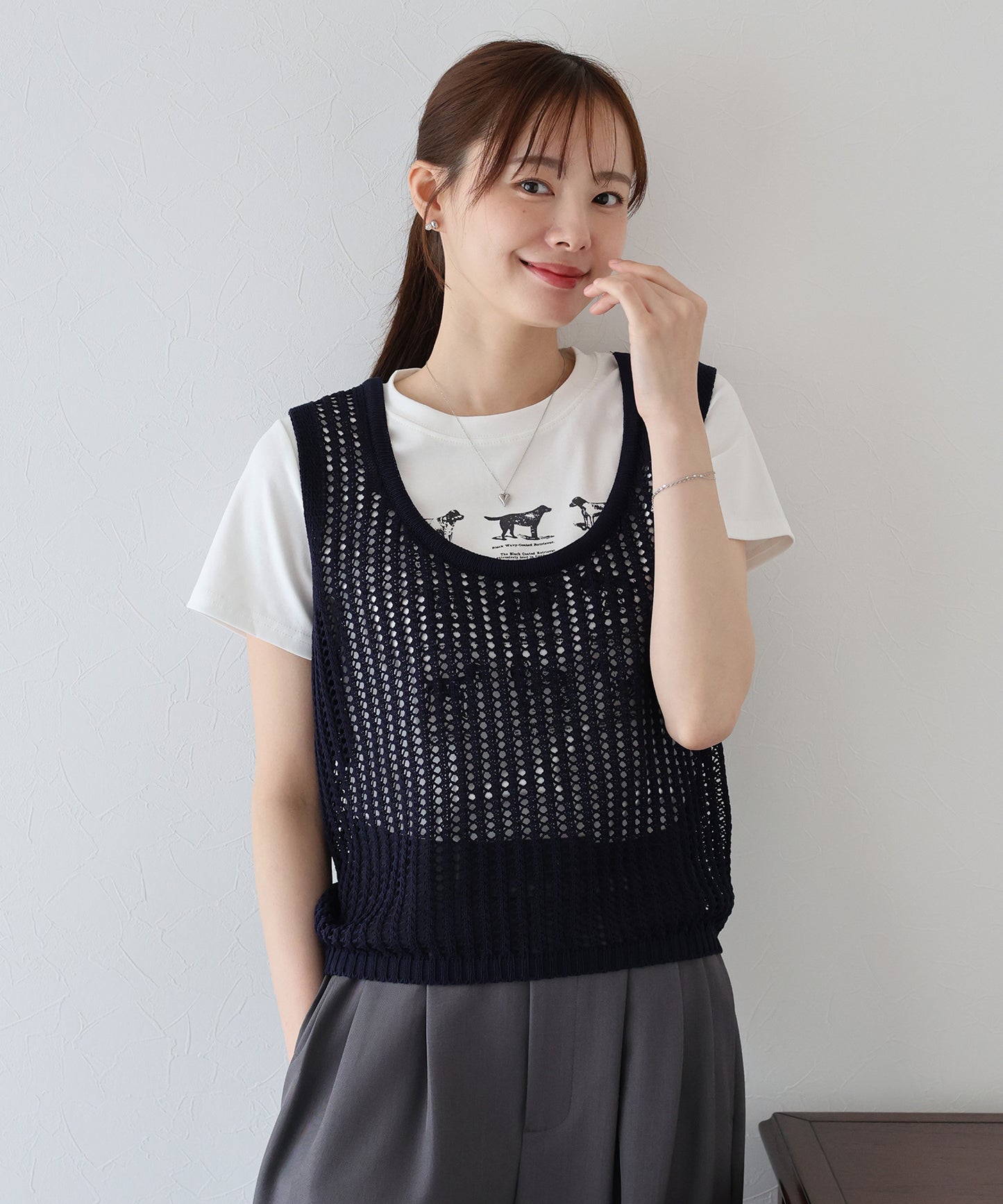 【SALE】バックリボンメッシュベスト【ネコポス】