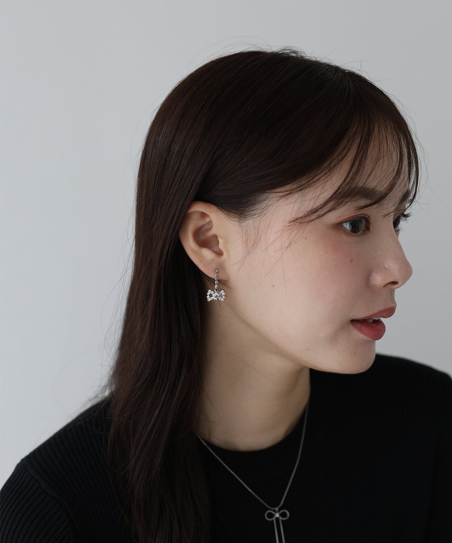 ビジューリボンペタルピアス【ネコポス】