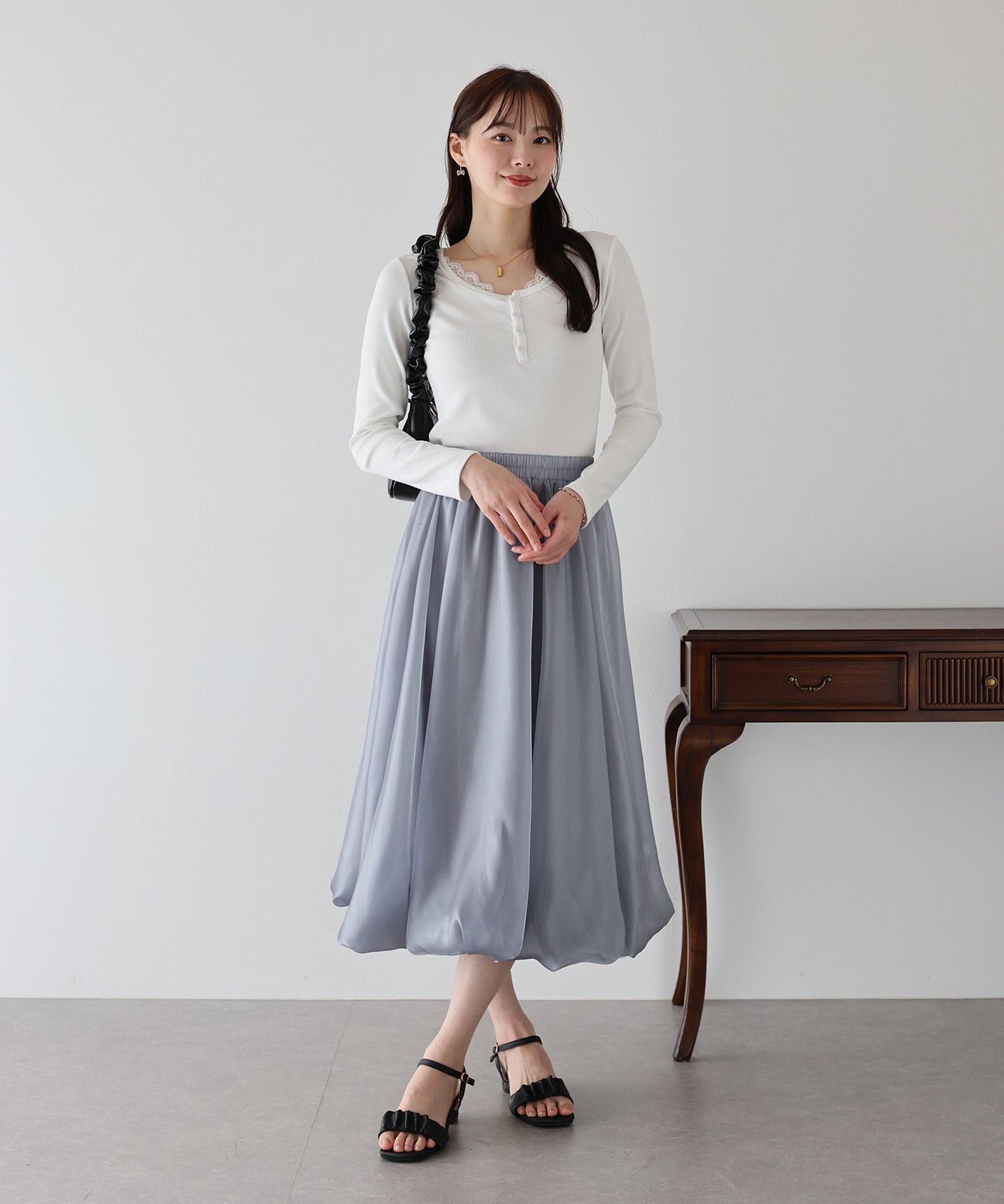 【TIME SALE】サテンオーガンジーバルーンスカート