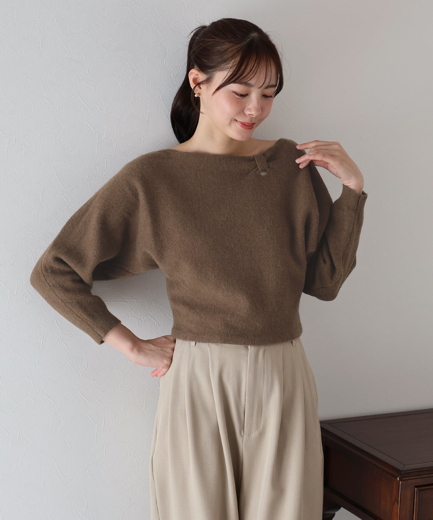 【早割5%OFF】リボンドルマンニット