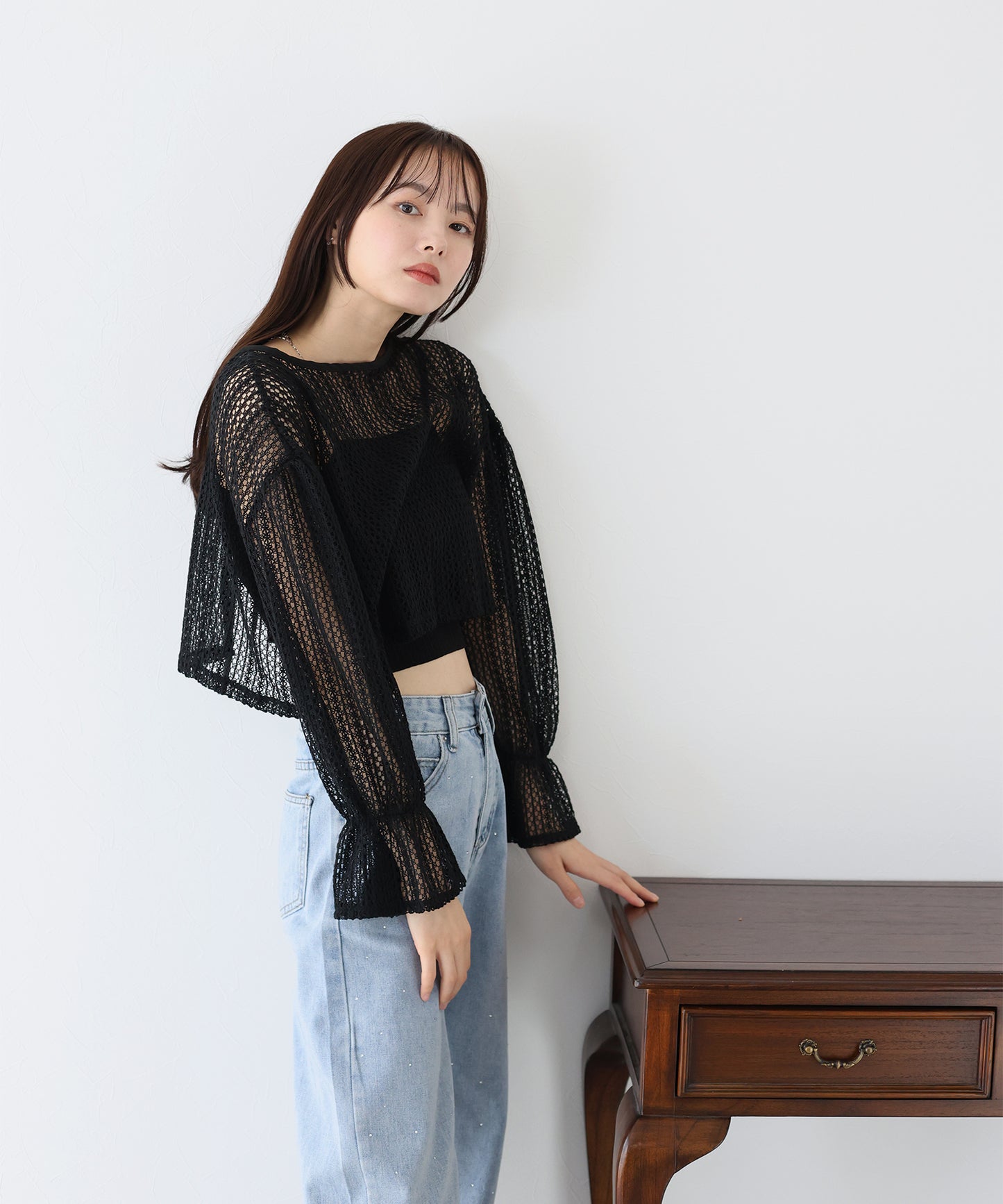 【SALE】2WAYリボンレースカーディガン