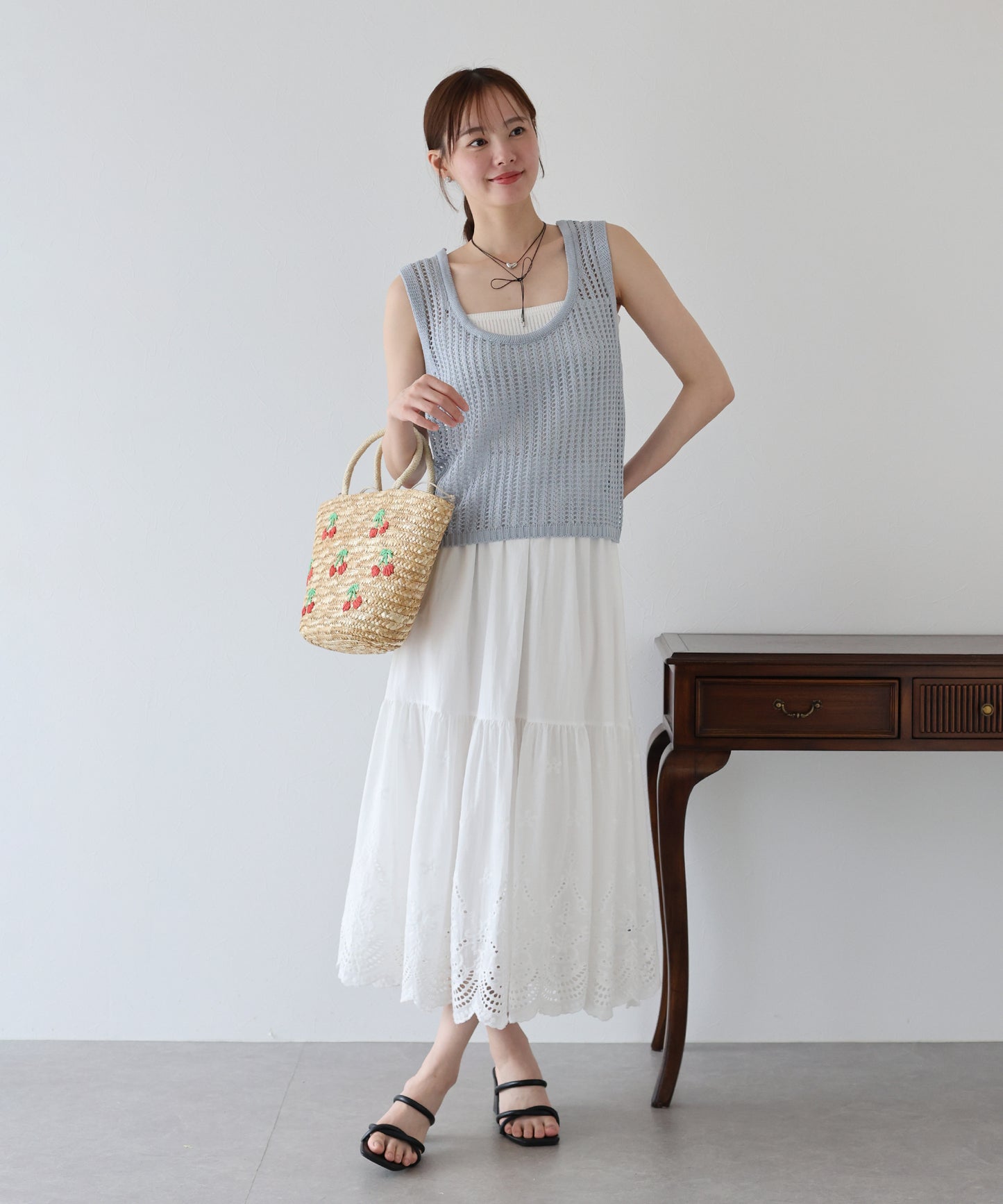 【TIME SALE】コットンレースティアードスカート