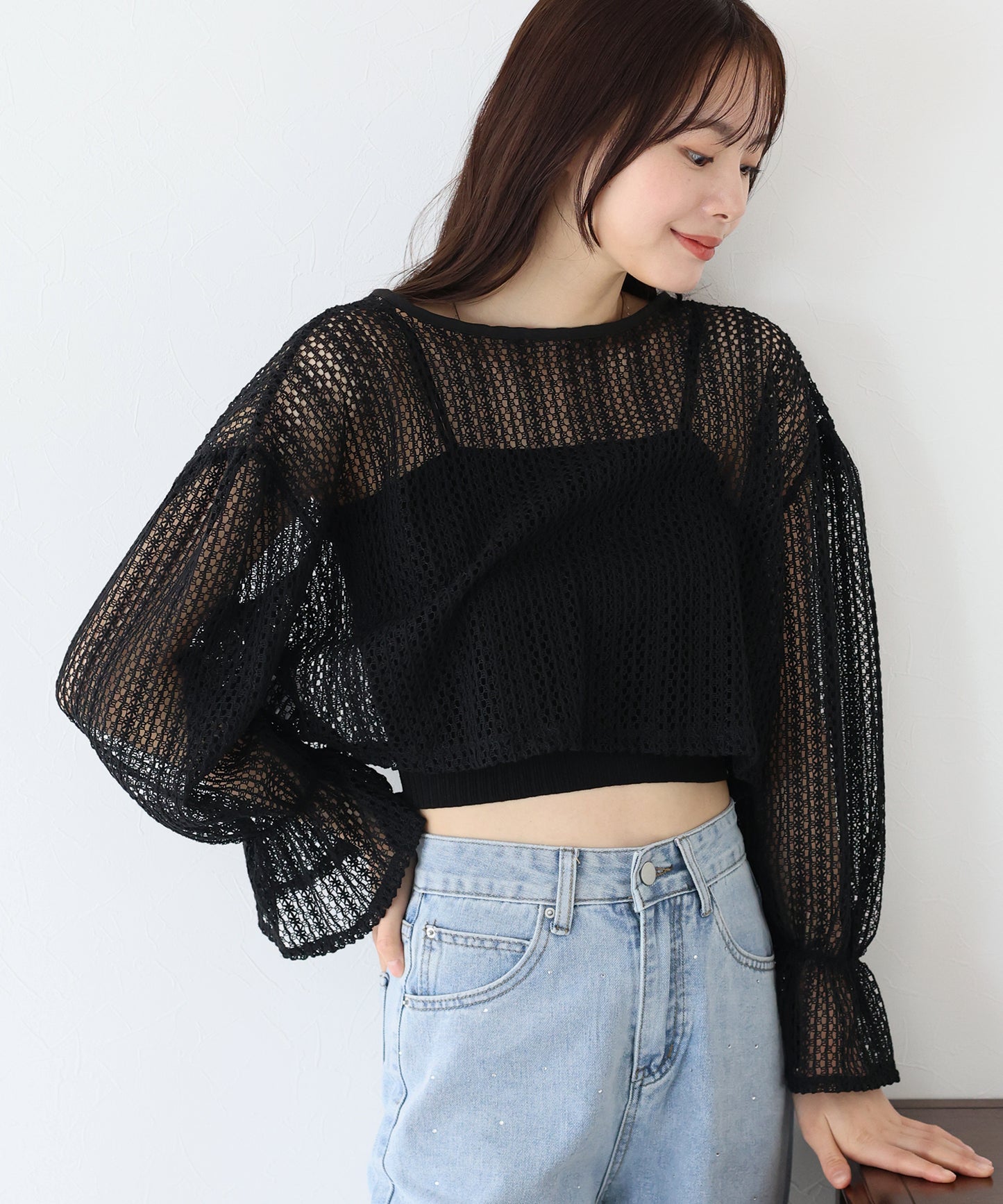 【SALE】2WAYリボンレースカーディガン