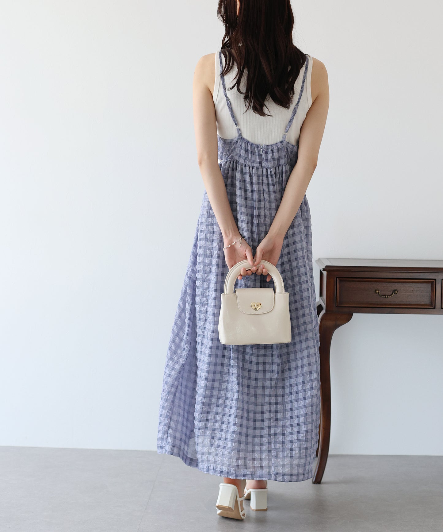 【SALE】シアーチェックキャミワンピース