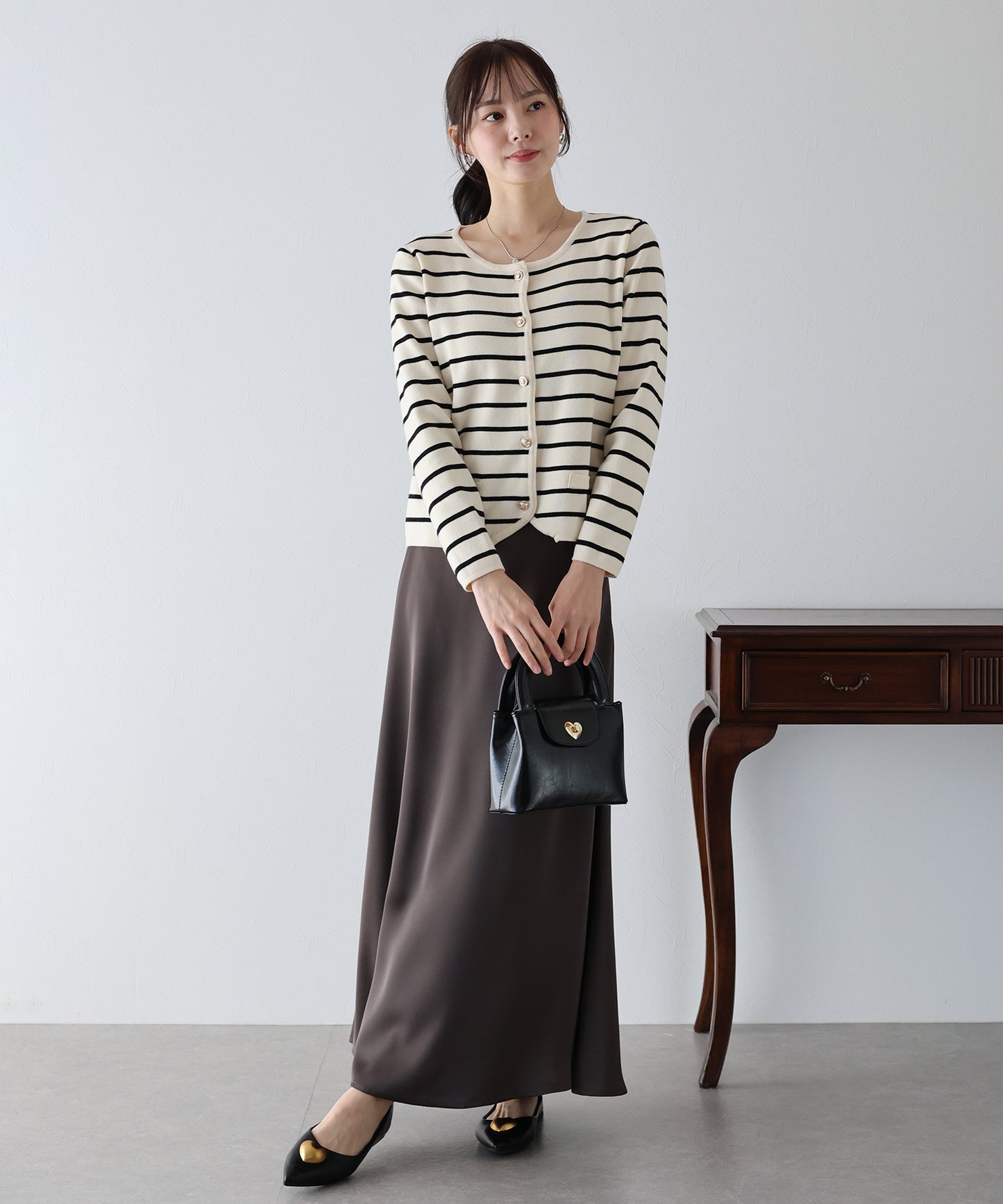 【SALE】金ボタンボーダーカーディガン
