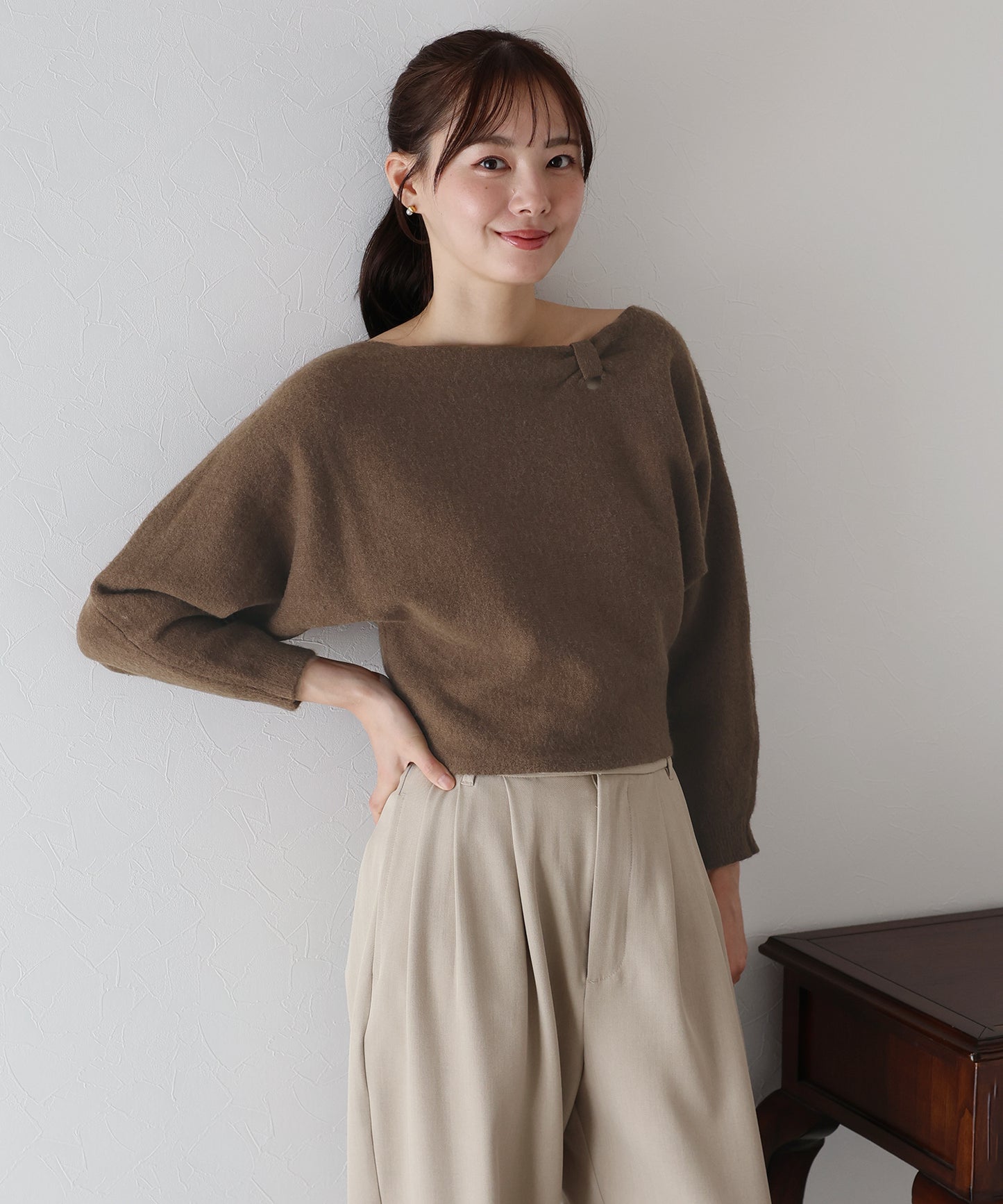 【早割5%OFF】リボンドルマンニット