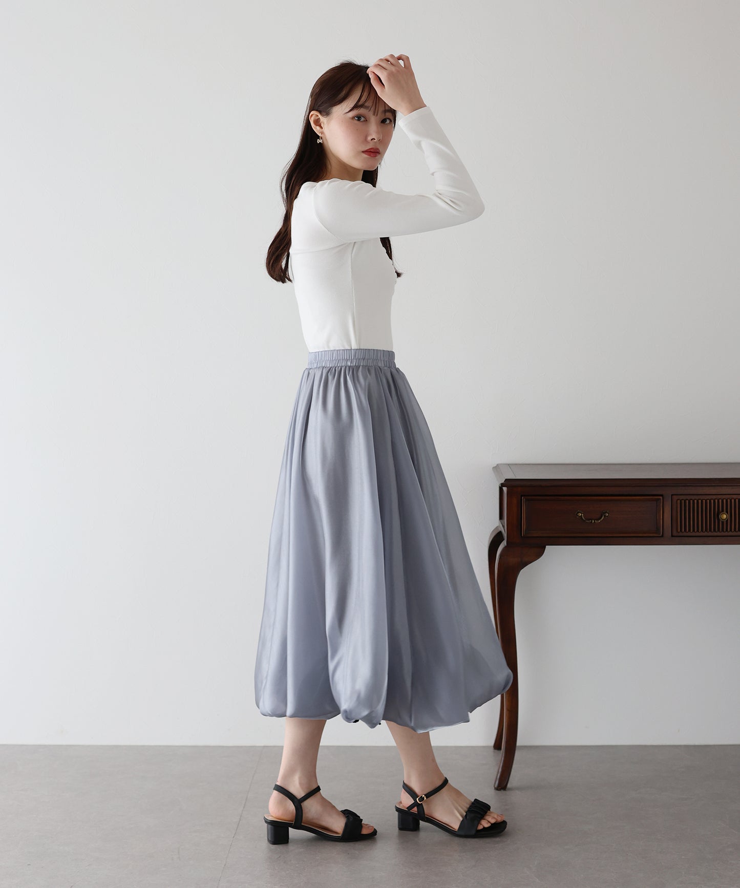 【TIME SALE】サテンオーガンジーバルーンスカート