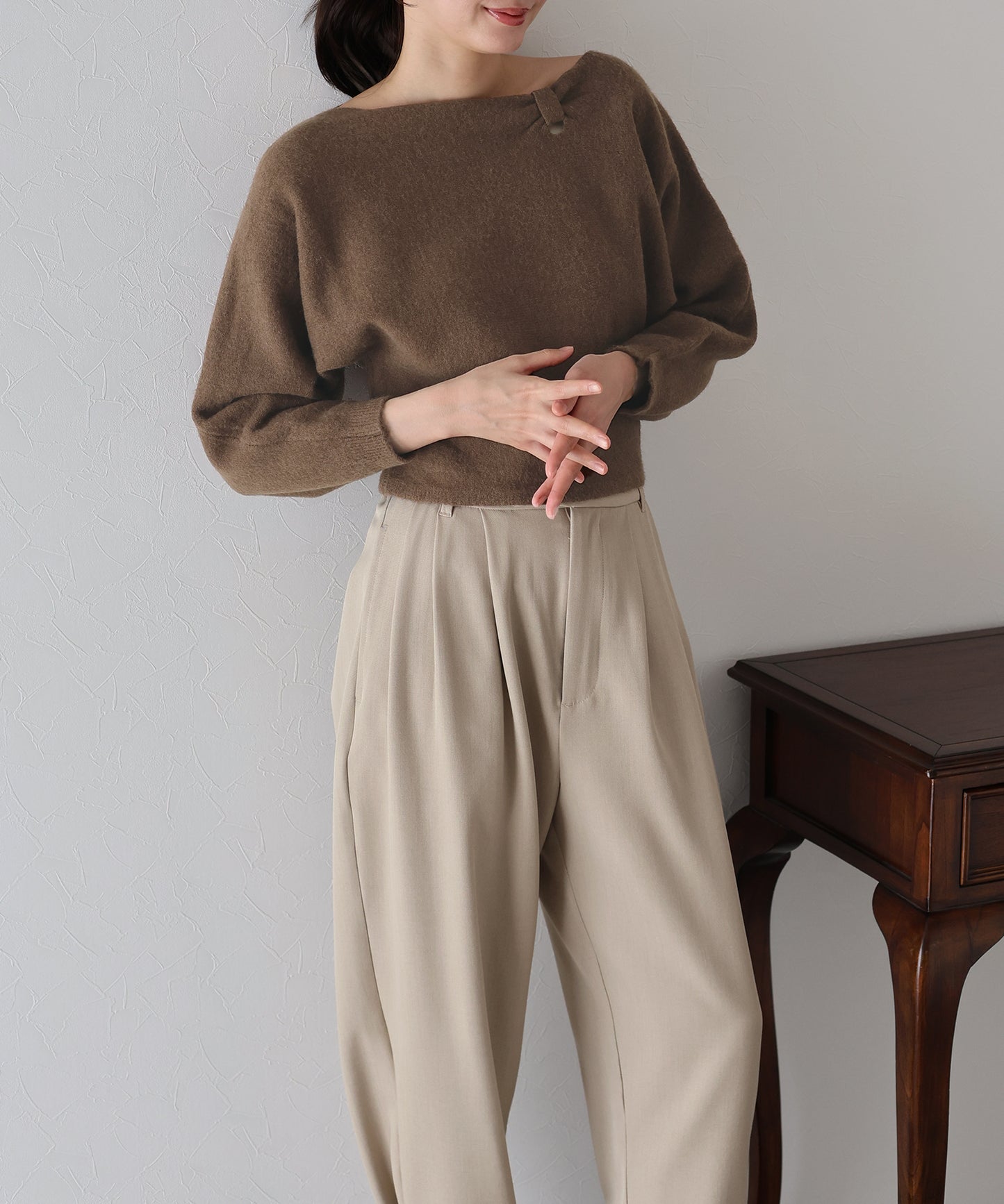 【早割5%OFF】リボンドルマンニット