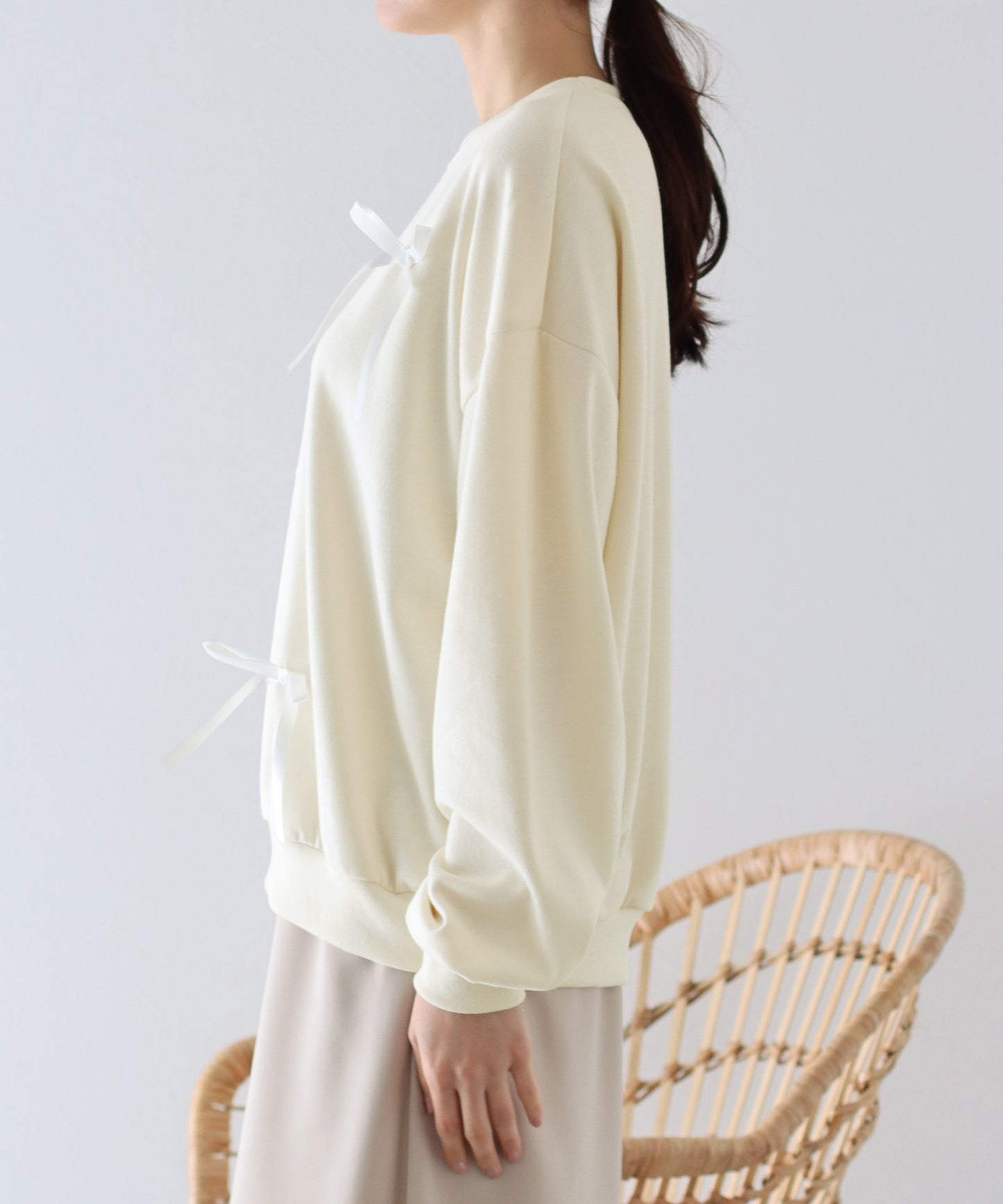 【SALE】リボン付きオーバーサイズスウェット