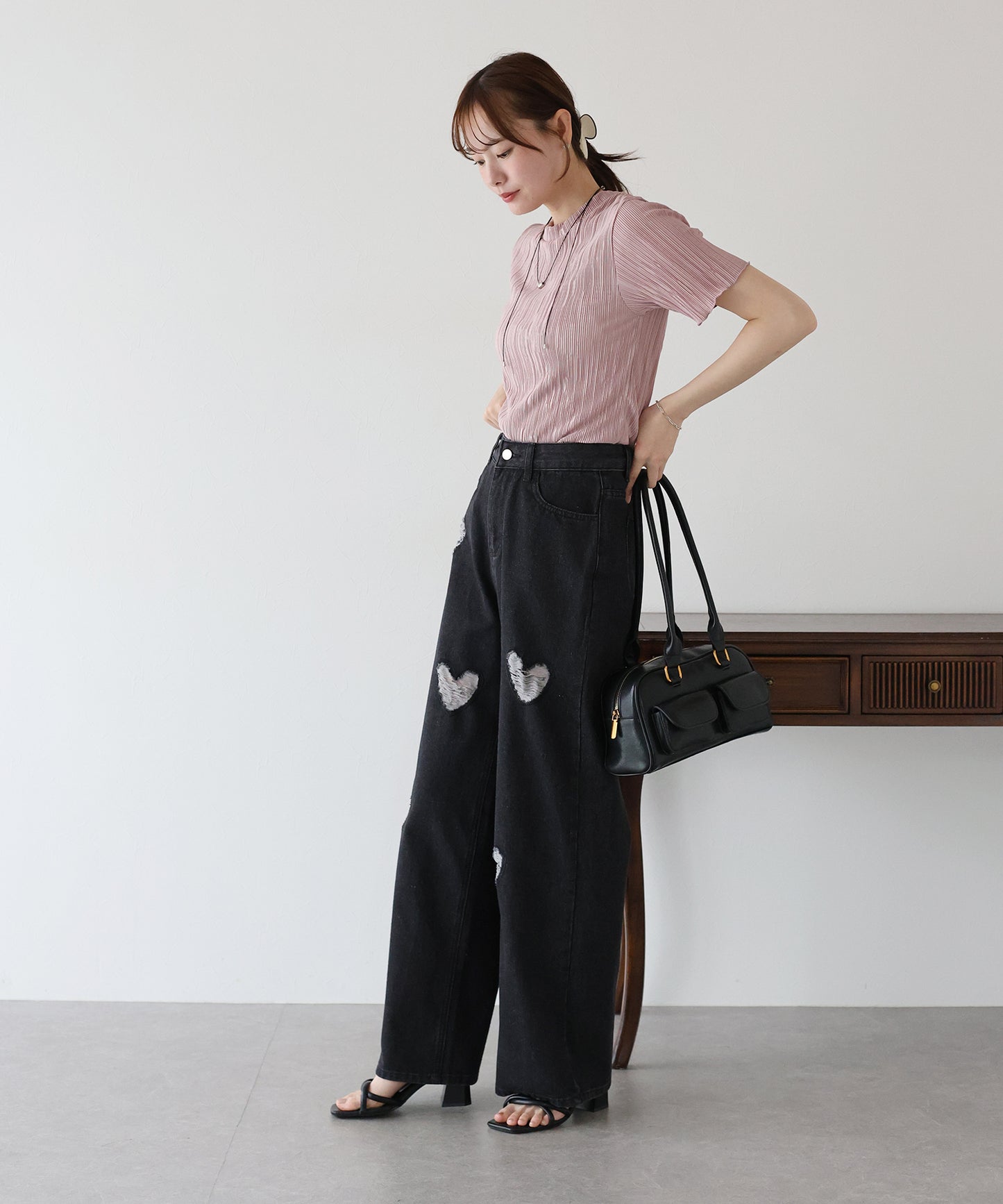 【SALE】ハートダメージデニムパンツ
